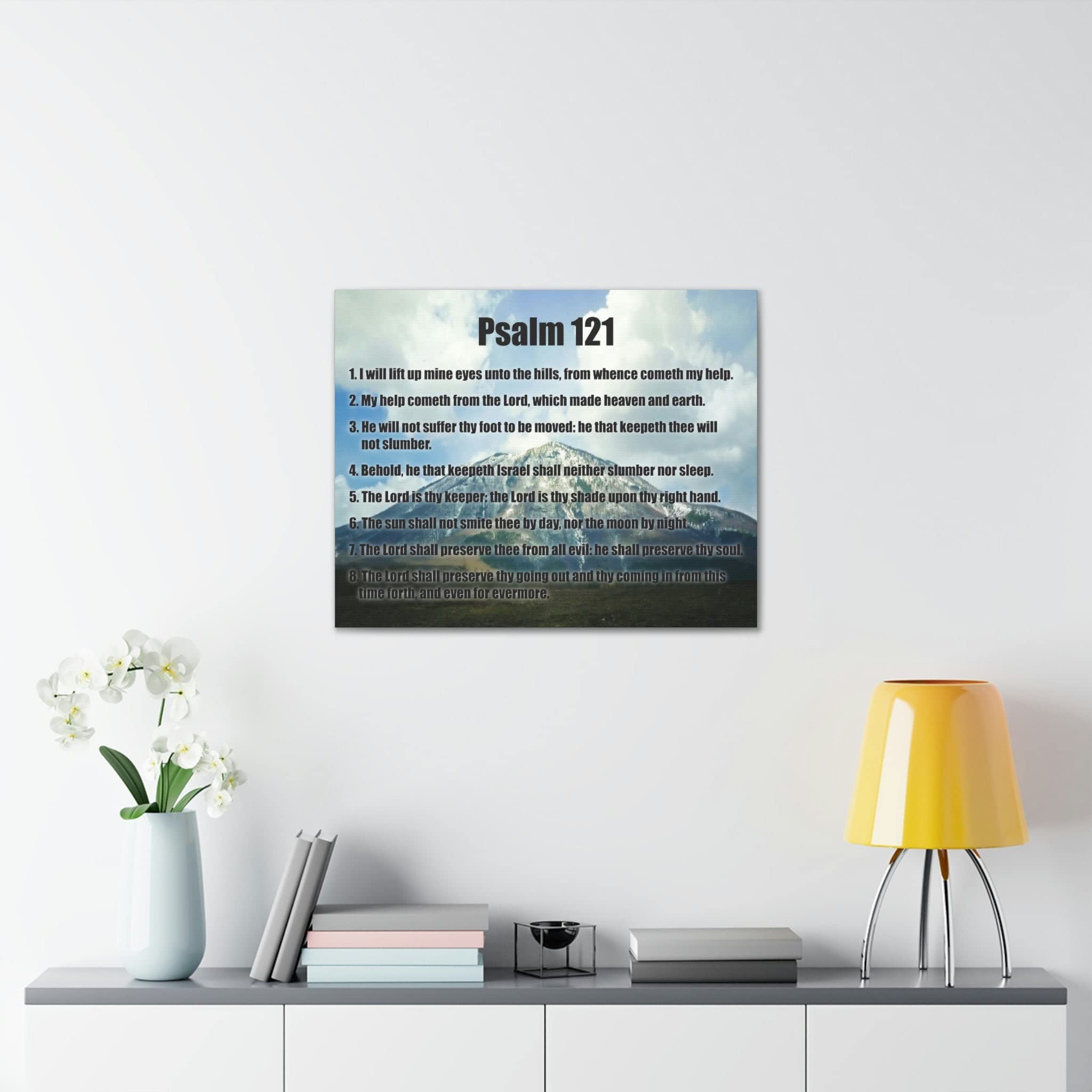 Christian Bible Verse Canvas - Psalm 121 'God Watches Over You' Scripture Wall Art - Inspirational Religious Home Decor for Living Room, Bedroom & Church