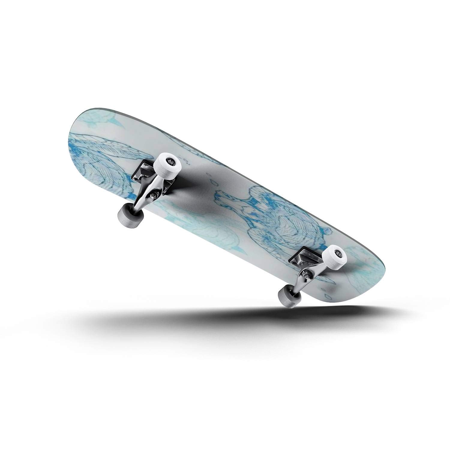 Hand Drawn Sea Turtle Vector Skateboard - Classic Concave Longboard for Beginners & Professionals | Extreme Sports Gear, Cool Teen Gifts for Skateboarding & Beach Cruising