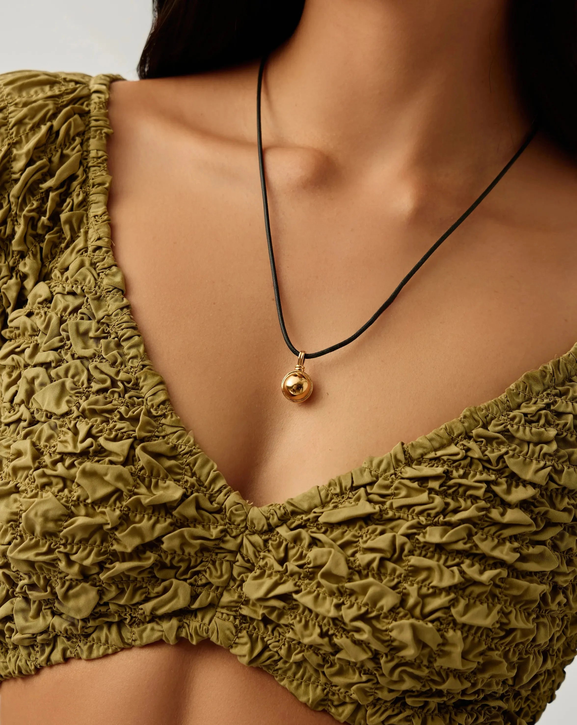 18K Gold Plated Sphere Pendant Cord Necklace for Women - Elegant Layering Jewelry for Everyday Wear, Date Nights & Special Occasions