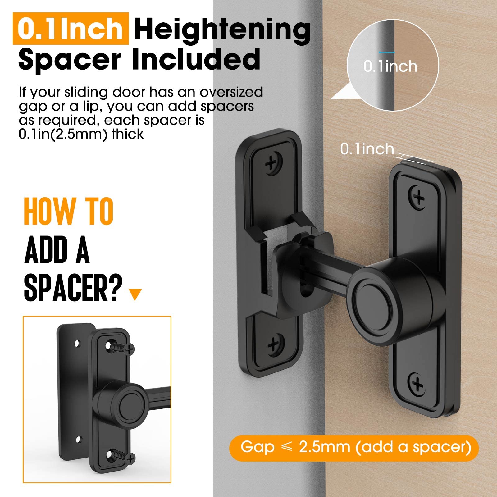 90 Degree Sliding Barn Door Lock Hardware - Black Flip Gate Latch for Barn Doors, Garden, Bathroom, Outdoor, Garage & Window | Secure & Stylish Home & Commercial Use