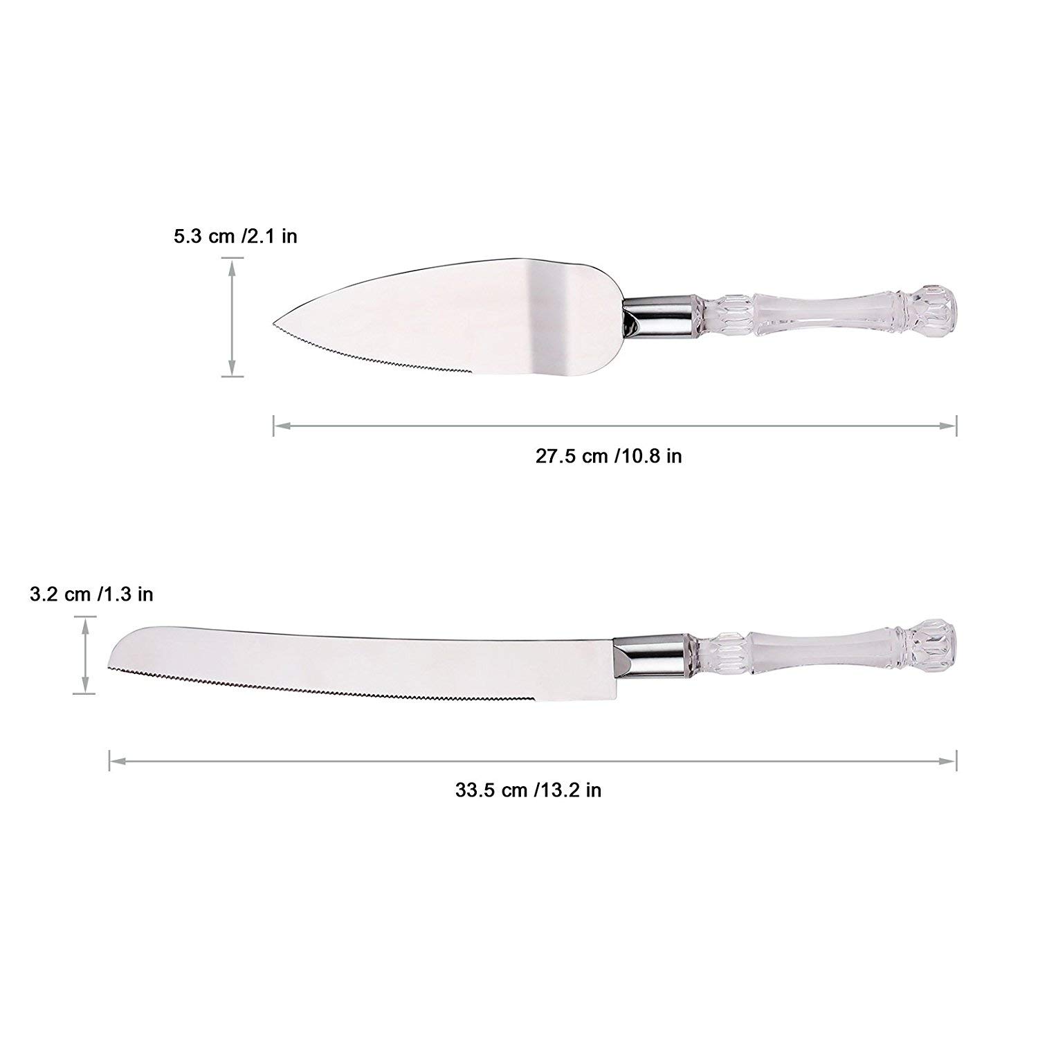 Elegant Wedding Cake Knife and Server Set - Stainless Steel Cake Cutting Set for Bridal Showers, Weddings, and Anniversary Celebrations