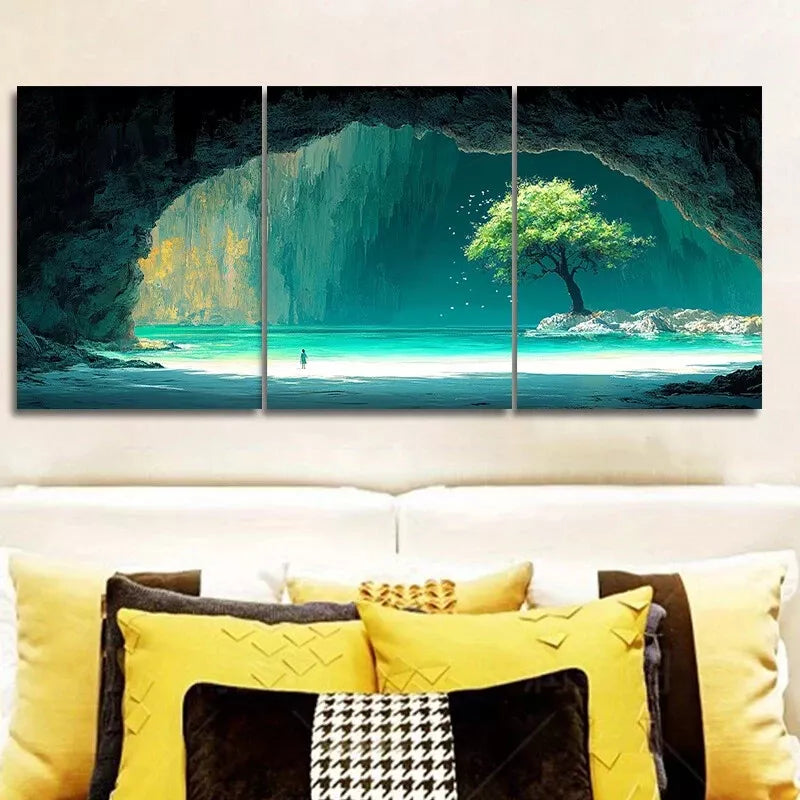 3-Piece Cave Nature Wall Art Set - Framed Canvas Prints 40x60cm - High Quality Australian Made Wall Decor - Ready to Hang - Perfect for Living Room, Bedroom & Office Decor