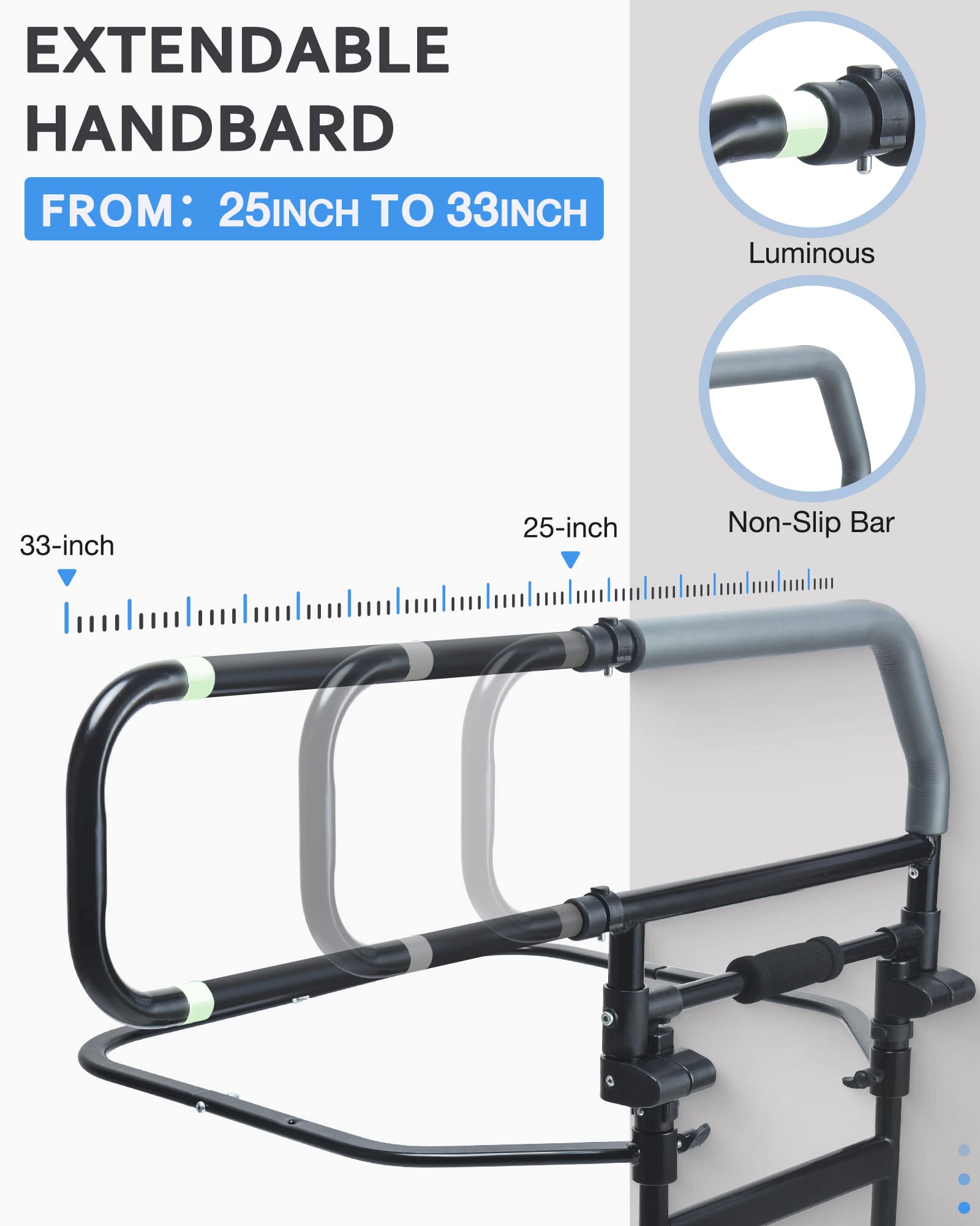 Heavy Duty Bed Rail for Elderly & Seniors - Foldable Bed Assist Handle for Safety & Fall Prevention - 504E - Ideal for Home Care & Hospital Use