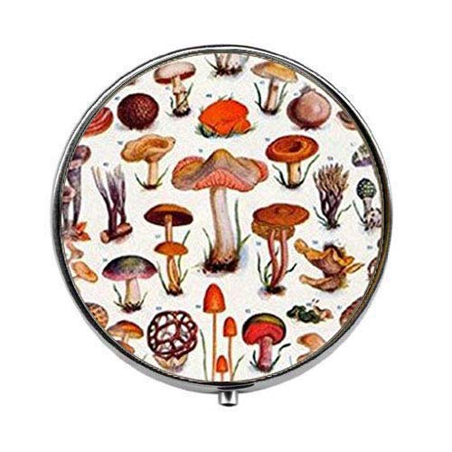 Psychedelic Mushroom Botanical Art Photo Pill Box - Vintage Charm Glass Candy Container - Perfect for Travel, Medication Storage & Gift Giving