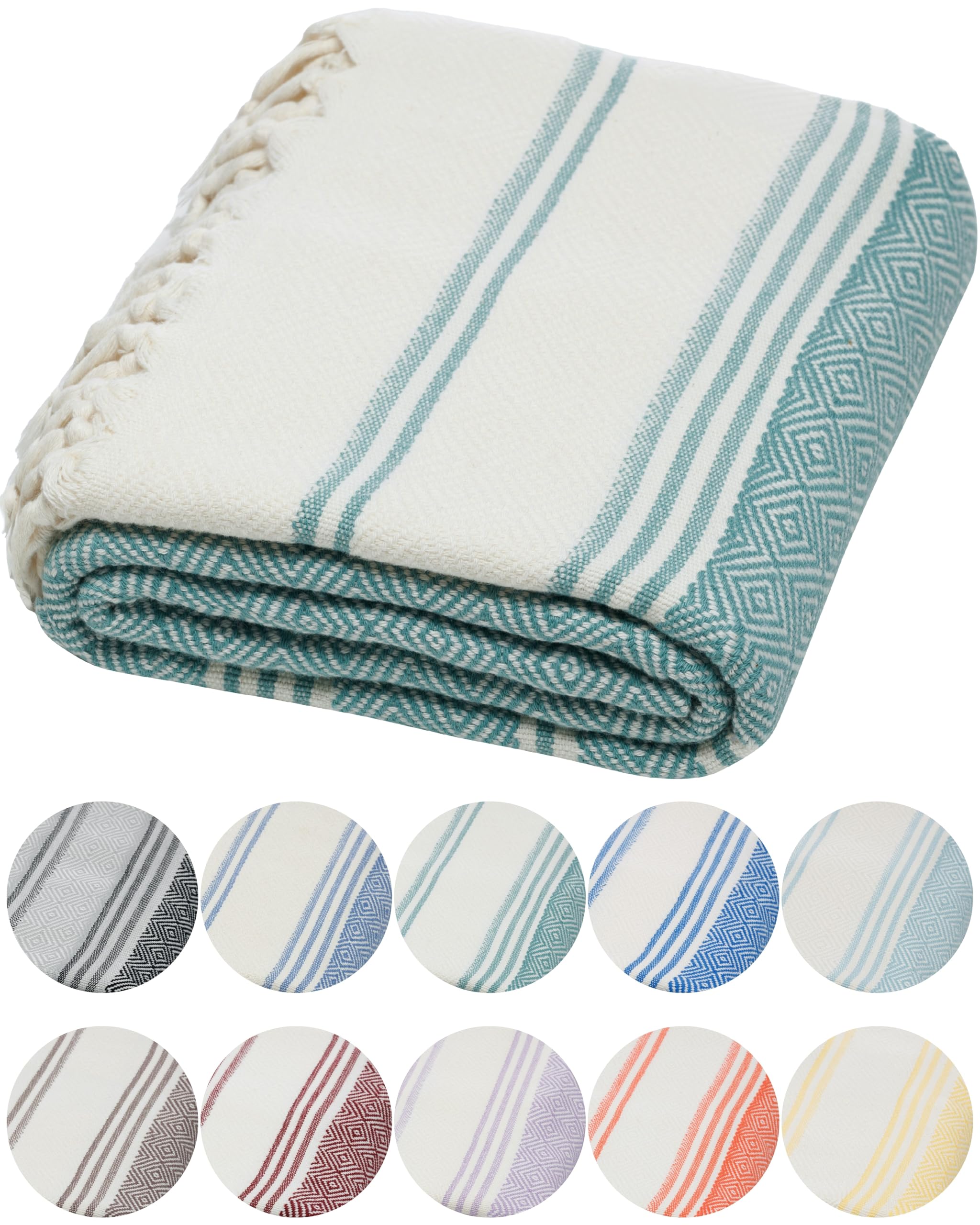 DEMMEX Organic Diamond Turkish Bath & Beach Towel - 100% Oeko-TEX Certified Cotton, Ultra-Soft, Quick-Dry, Lightweight & Compact Luxury Peshtemal Towel (71