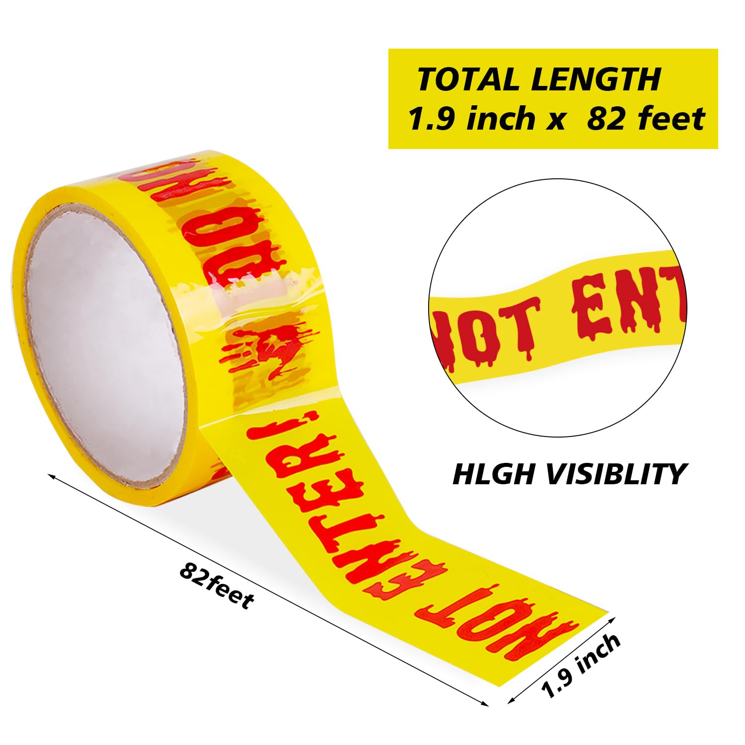 DIYASY Halloween Caution Tape Decorations - 1.9inch x 82ft Yellow Scary Danger Warning Tape for Haunted House, Party & Outdoor Decor - Perfect for Halloween Parties, Haunted Houses, Crime Scene Themes & Spooky Events