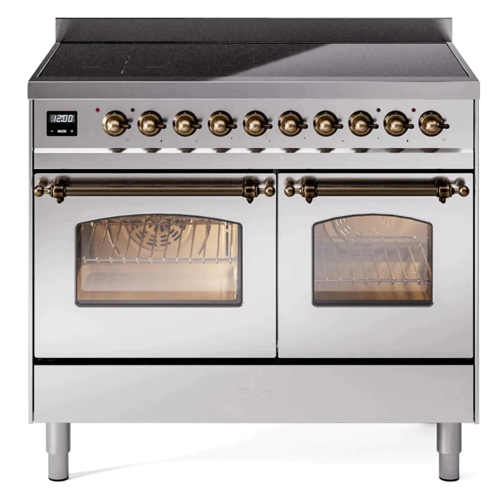 ILVE 40 Nostalgie II Series Freestanding Electric Double Oven Range - 6 Burners, Triple Glass Cool Door, Convection Oven, TFT Display & Child Lock | Perfect for Home Kitchens & Professional Chefs (Model UPDI406NMP)
