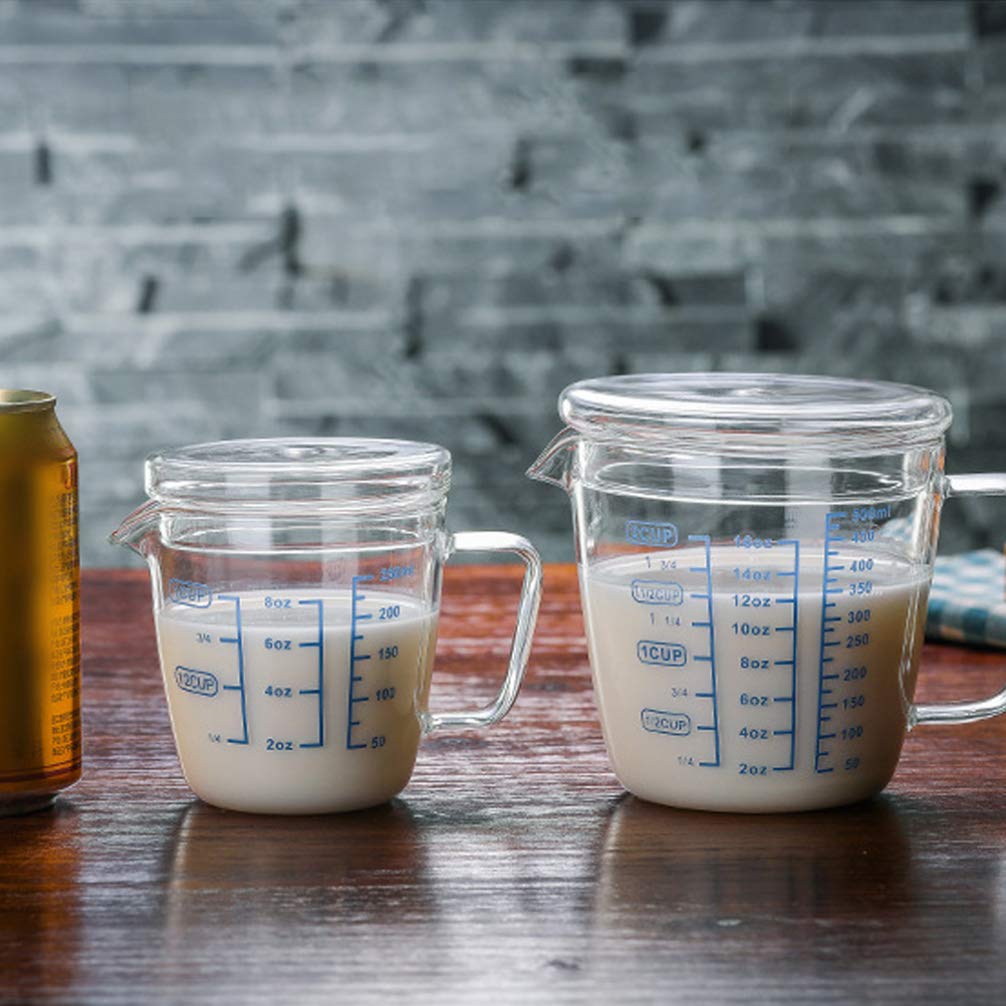 Heat Resistant Glass Measuring Cup with Lid - 250ml, Microwave Safe, Easy to Read Scale Markings - Perfect for Baking, Cooking, and Liquid Measurement in Kitchen