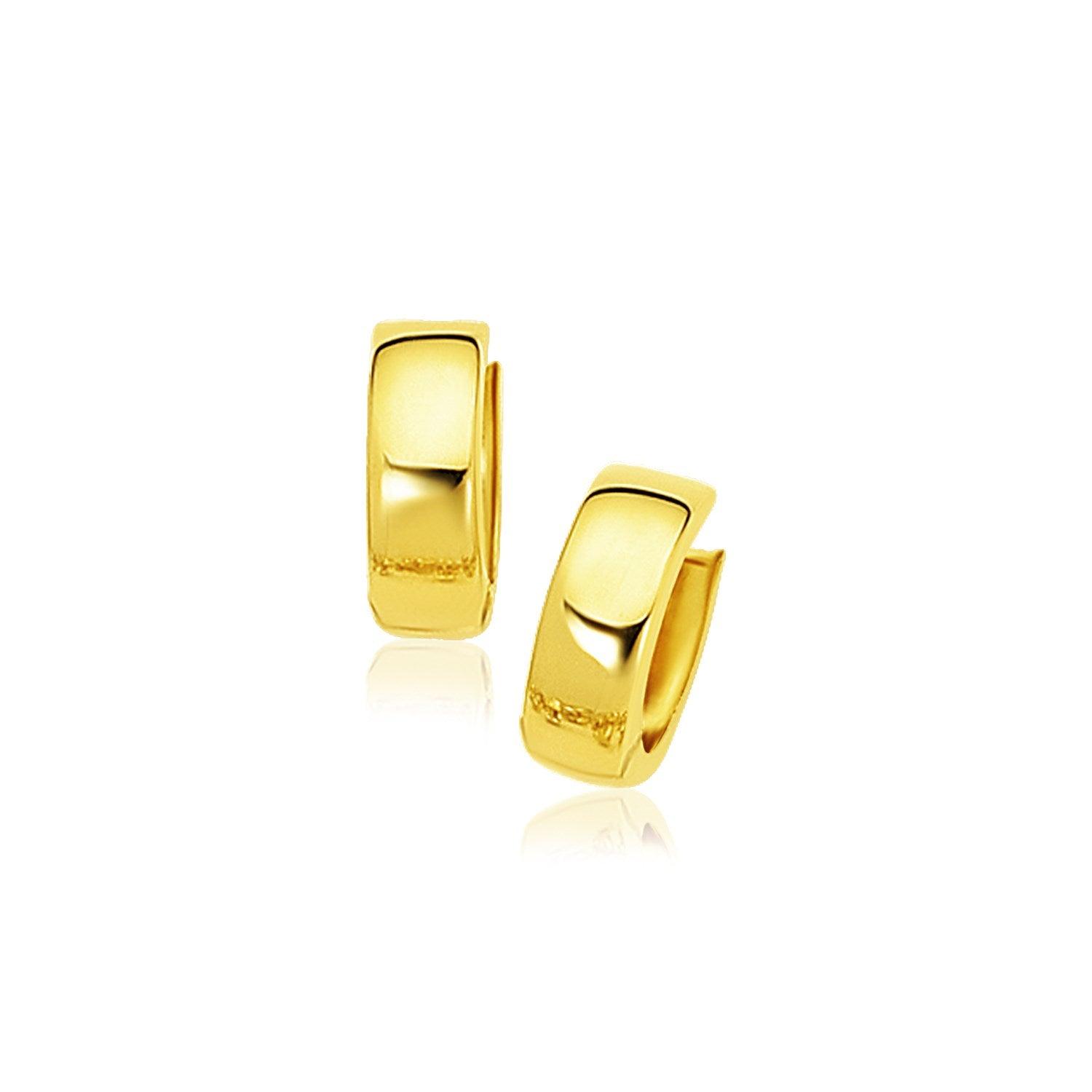 14K Yellow Gold Snuggable Hoop Earrings for Women - Lightweight Huggie Hoops - Everyday Comfort Jewelry - Perfect for Work, Date Night & Travel