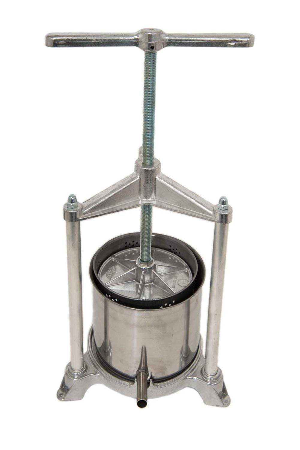 Premium Ferrari Aluminum & Stainless Steel Fruit Press - 20x17cm (5.5 Quart) for Juicing Apples, Grapes & Berries - Perfect for Homemade Cider, Wine & Juice Making