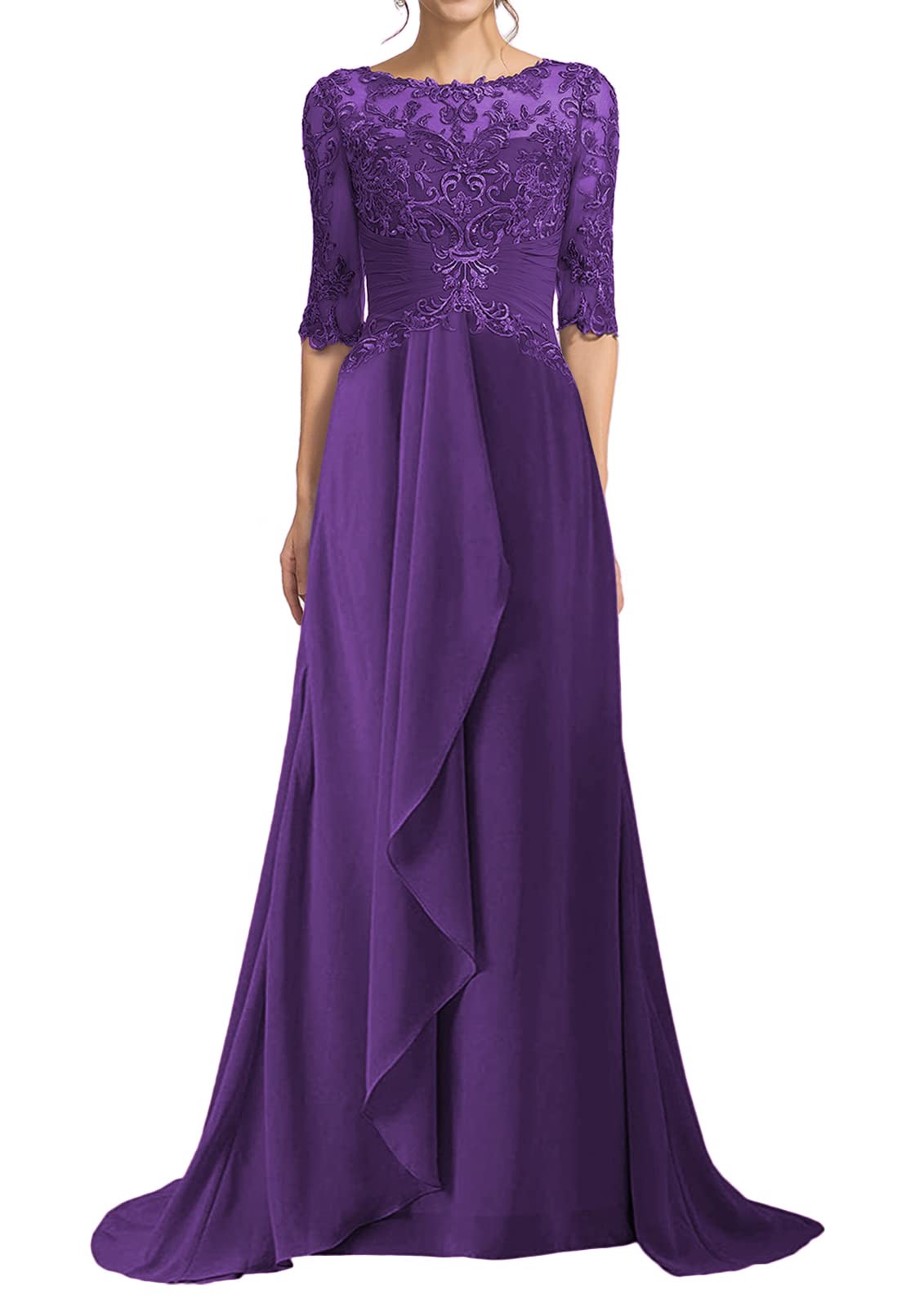 Elegant Mother of The Bride Dress - Long Lace Evening Gown for Wedding Guest - Women's Chiffon Formal Dress - Perfect for Weddings, Galas & Special Occasions