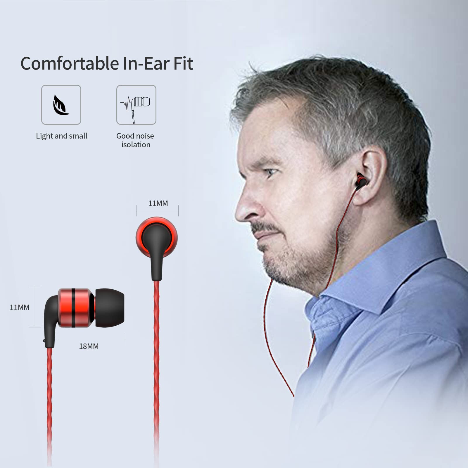 SoundMAGIC E80 HiFi Stereo Wired Earbuds - Audiophile Noise Isolating In-Ear Headphones with Super Bass, Comfortable Fit (Black/Red) - Perfect for Music Lovers, Commuting & Studio Monitoring