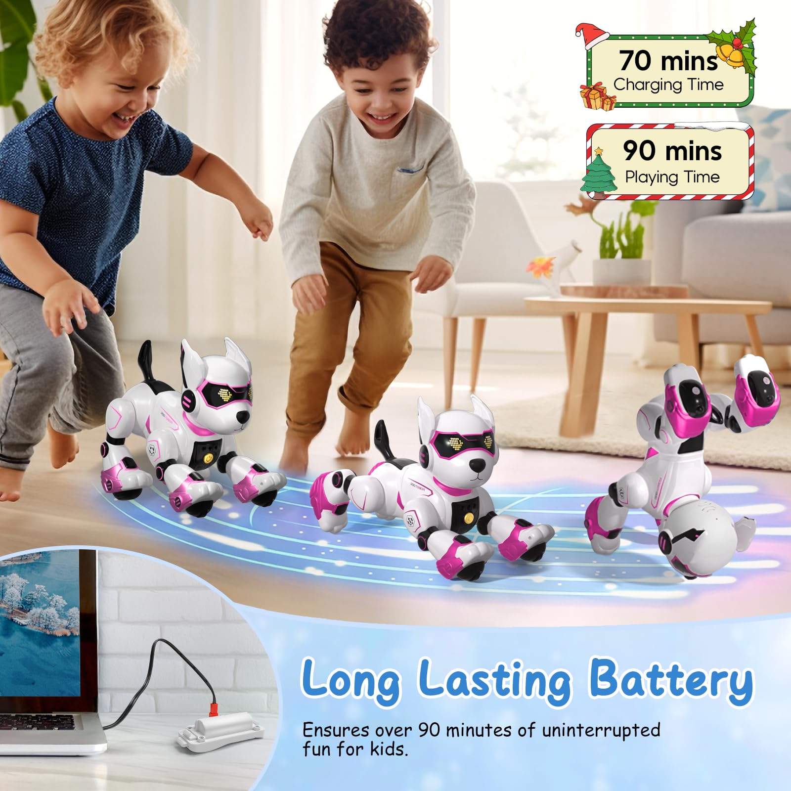 Interactive Robotic Puppy Toy for Kids - Programmable RC Robot Dog with Voice & Touch Control, Singing, Dancing, Rechargeable Pet Toy - Perfect Gift for Boys & Girls | STEM Learning Toy, Birthday Present, Indoor Play Companion
