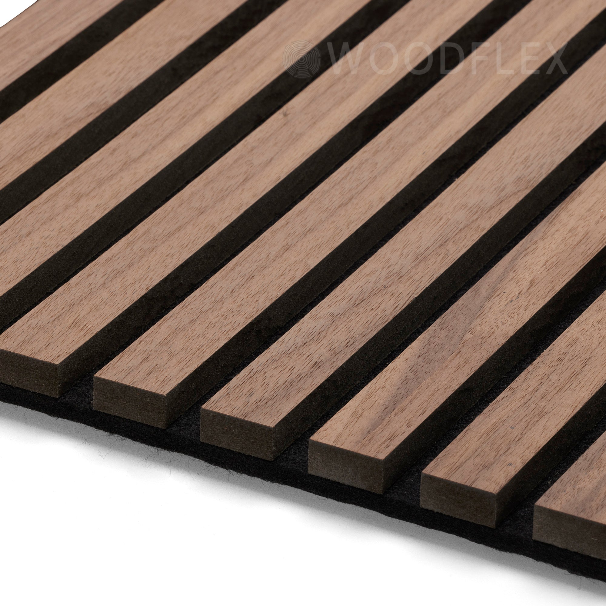 Flexible Acoustic Wood Slat Wall Panel - Walnut Veneer 2700mm x 600mm | Soundproofing & Decorative Wall Treatment for Home Theater, Office, and Studio