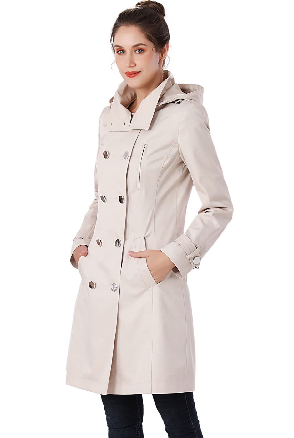 BGSD Women's Amari Waterproof Hooded Trench Coat - Windproof Raincoat for All Seasons, Regular & Plus Sizes (XS-5XL) | Perfect for Commuting, Travel & Outdoor Activities
