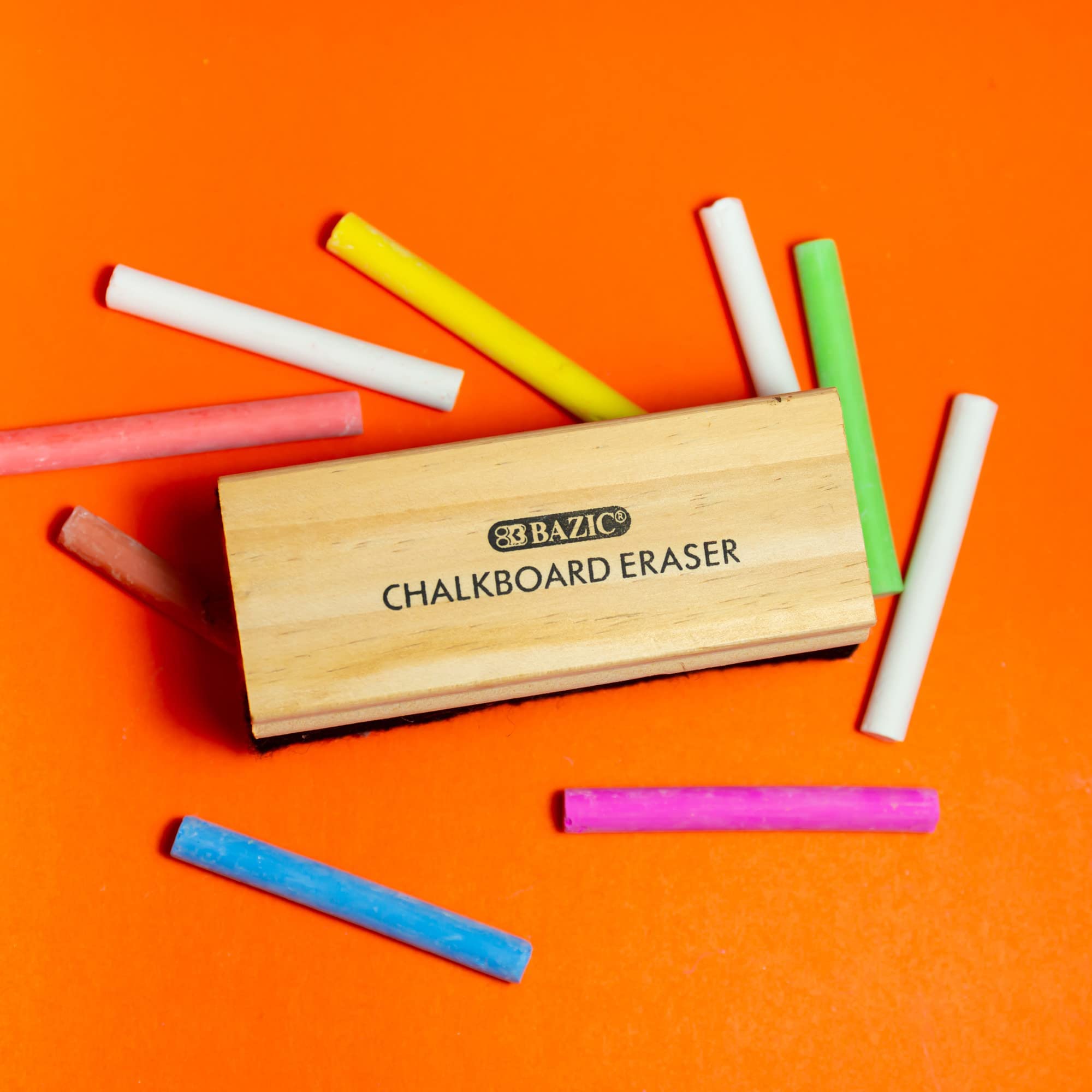 BAZIC Wood Felt Chalkboard & Whiteboard Eraser - Dustless Classroom Cleaner for Teachers, Kids & Office Use (1-Pack) - Perfect for School, Home & Office Blackboards