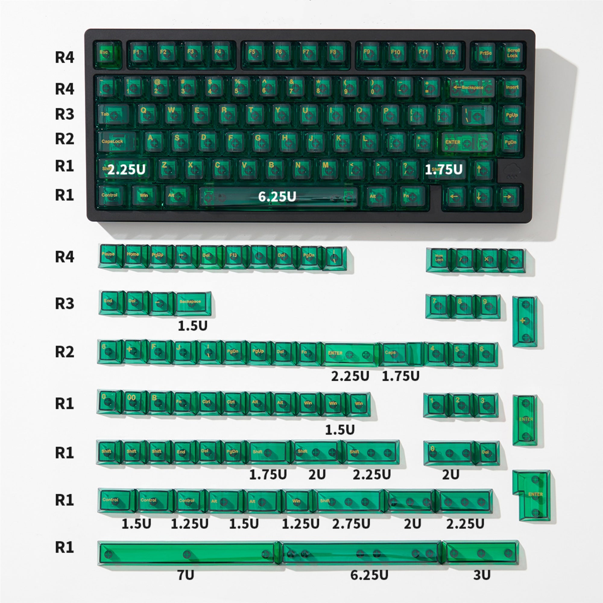 Premium PC Material UV Printed Mechanical Keyboard Keycaps - High Color Transparency, OEM Quality Keycap Set for Gaming & Typing