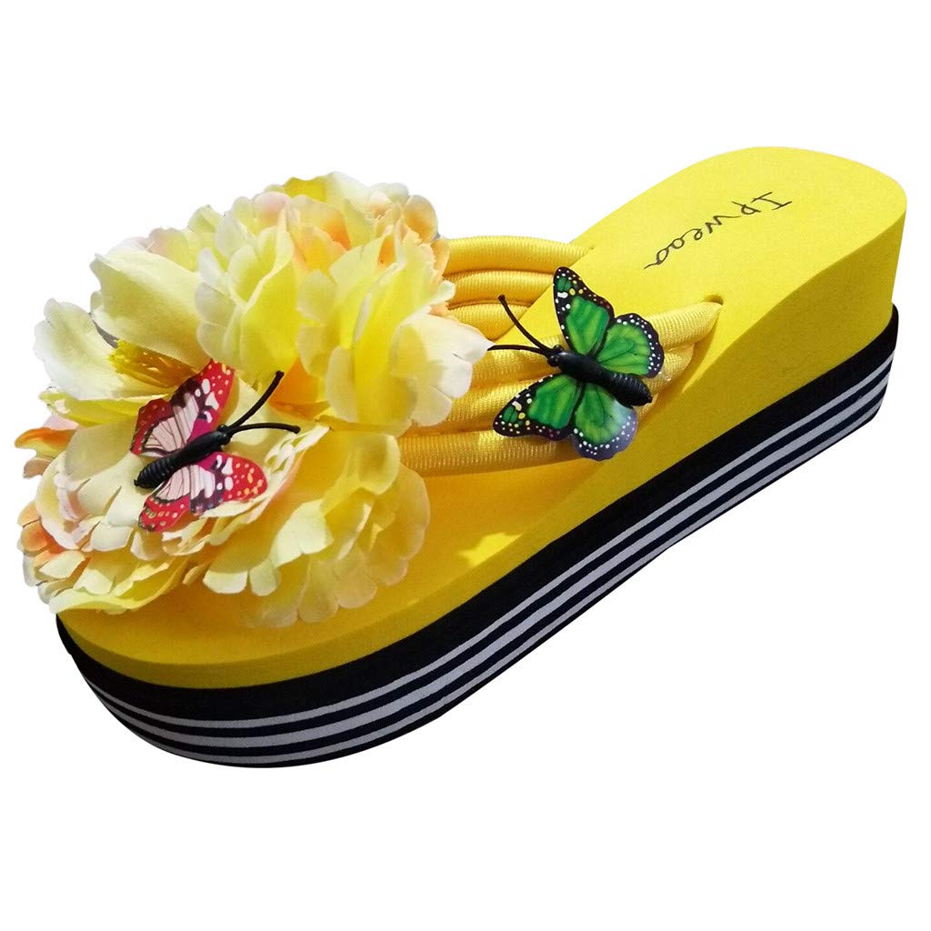 Elegant Women's Dressy Slide Sandals with Butterfly & Floral Pattern - Slip On Platform Heels for Casual Outings & Summer Parties
