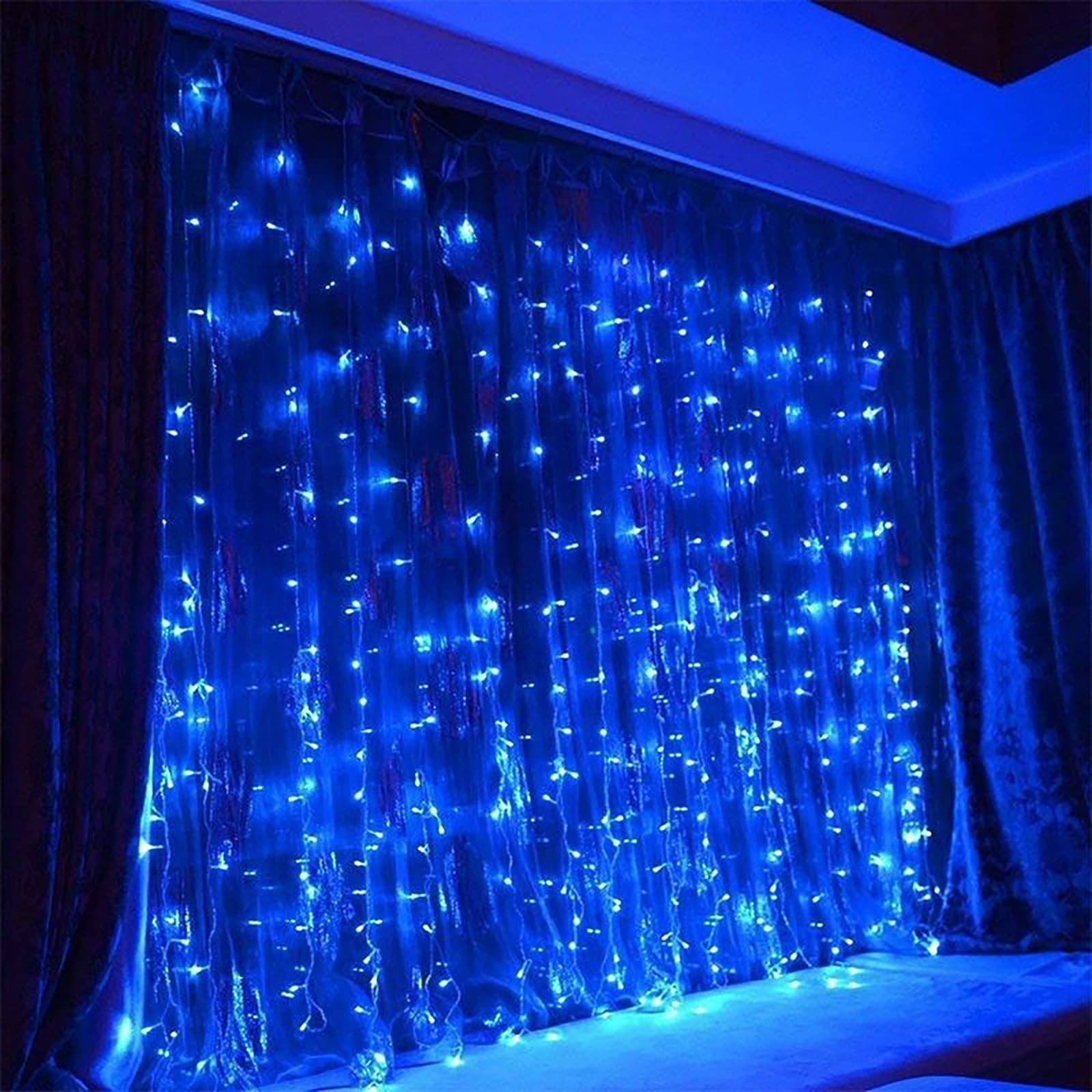 100LED USB Powered Dimmable Waterfall Lights - 8 Lighting Modes with Remote Control, Waterproof Indoor/Outdoor LED Curtain Lights for Bedroom, Christmas, Wedding, Garden Decoration (Blue, 3m x 1m) - Perfect for Party Backdrops, Patio Lighting and Holiday Displays