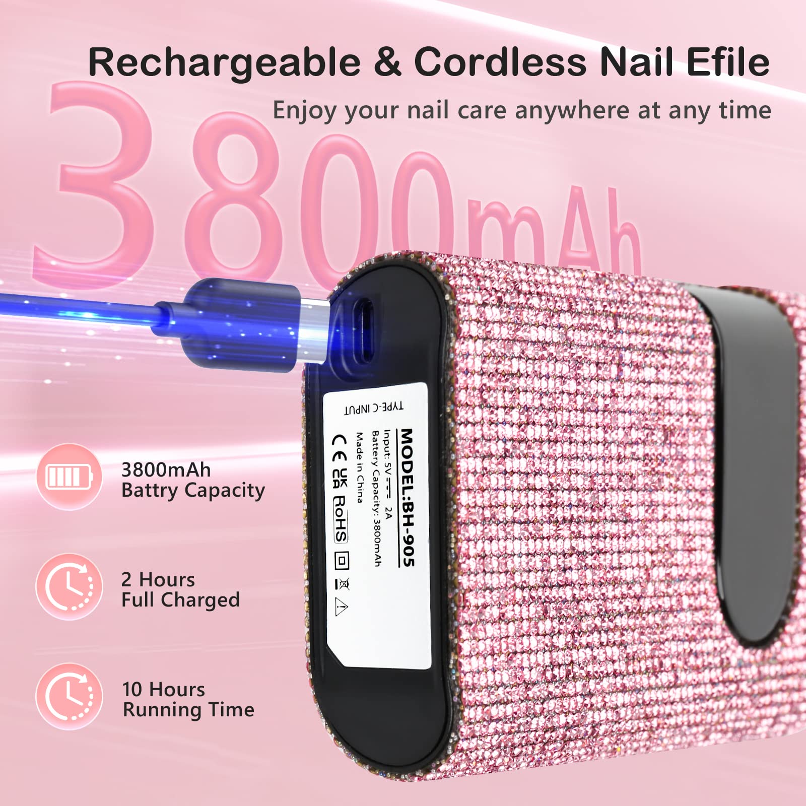 Lavinda 54W UV LED Nail Lamp & 35000RPM Cordless Nail Drill Kit - Professional Gel Polish Dryer & Electric Nail File for Acrylic, Gel, Dip Powder - Portable Manicure Set for Home & Salon Use