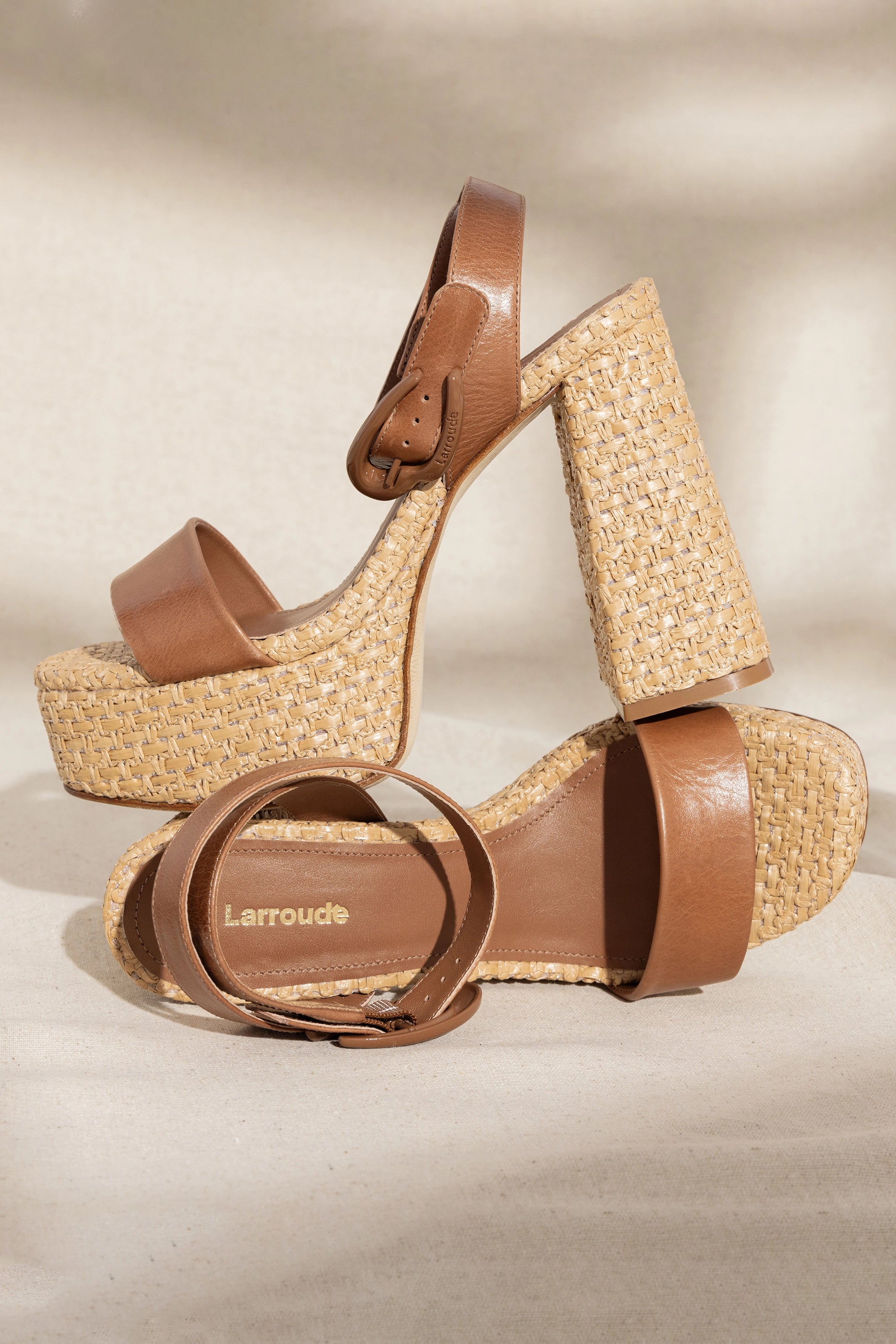 Dolly Verona Women's Sandals - Caramel Leather & Natural Raffia Strappy Heels | Comfortable Summer Beach Wedding Shoes for Outdoor Parties & Vacations