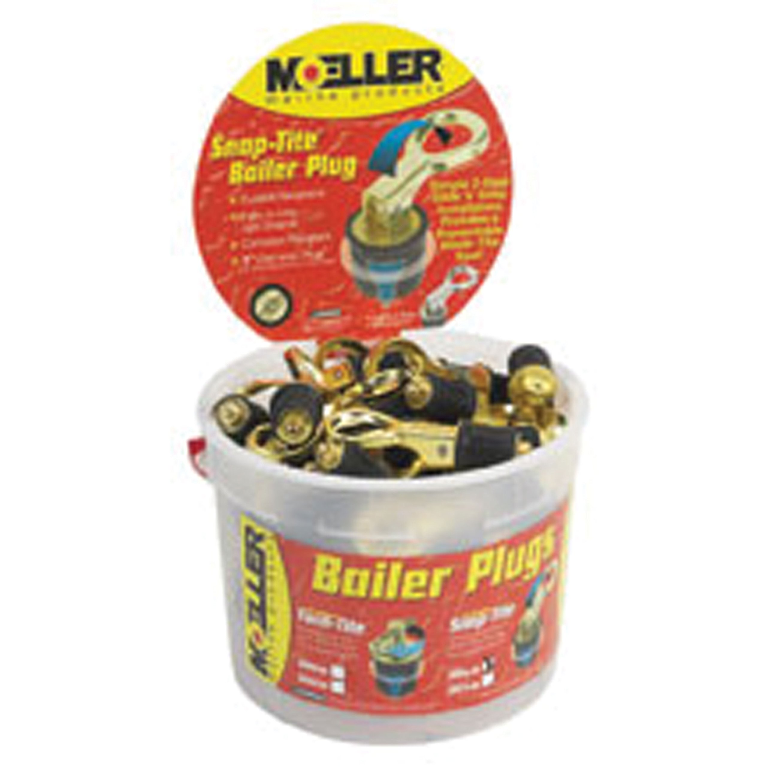 Moeller 029000-50 Snap-Tite Brass Bailer Plug Display Bucket - 50 Piece Set for Marine, RV & Boat Drainage Systems - Waterproof & Corrosion-Resistant Boat Accessories