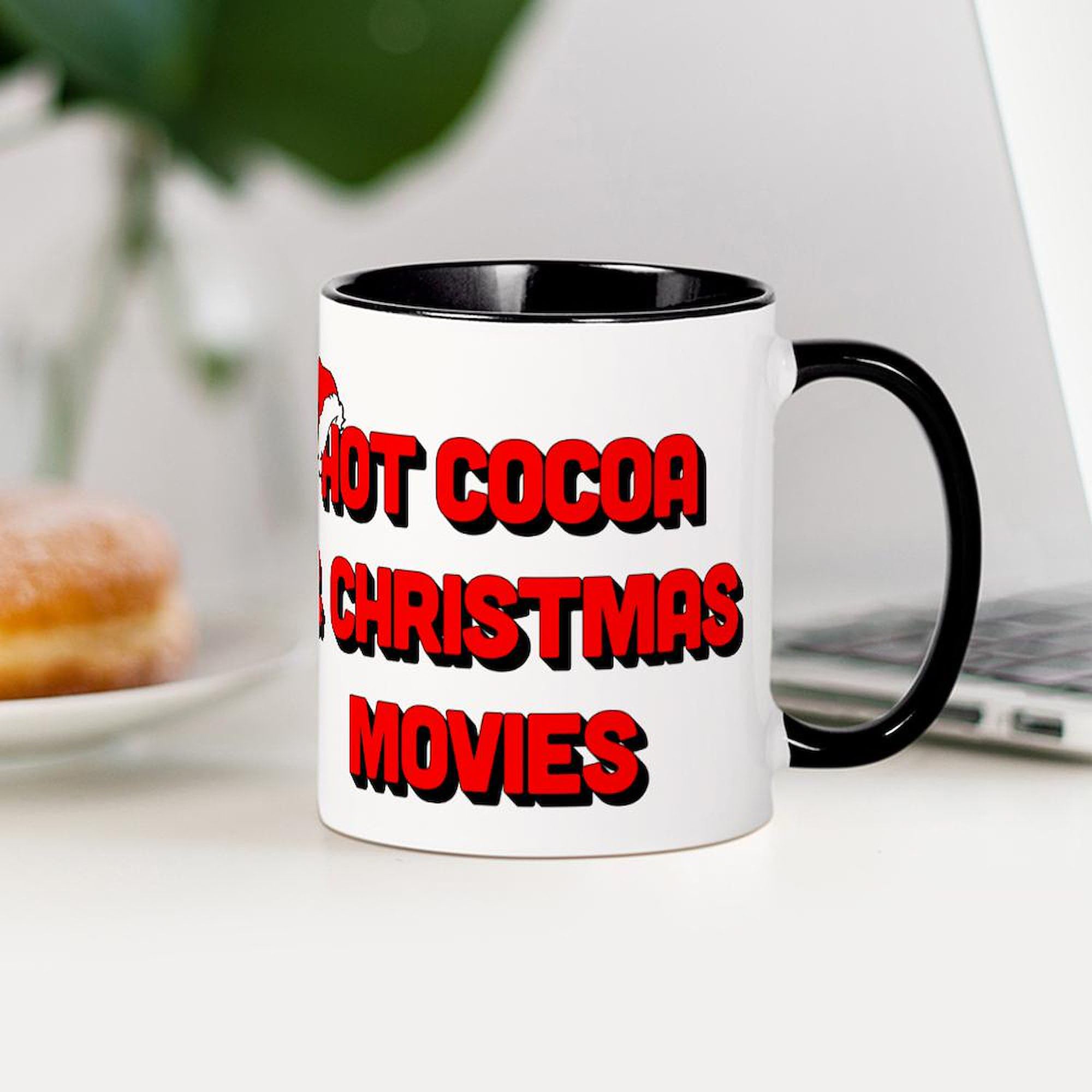 Hot Cocoa & Christmas Movies 11 oz Ceramic Coffee Mug - Holiday Gift for Cocoa Lovers & Film Fans - Perfect for Cozy Winter Nights & Christmas Movie Marathons