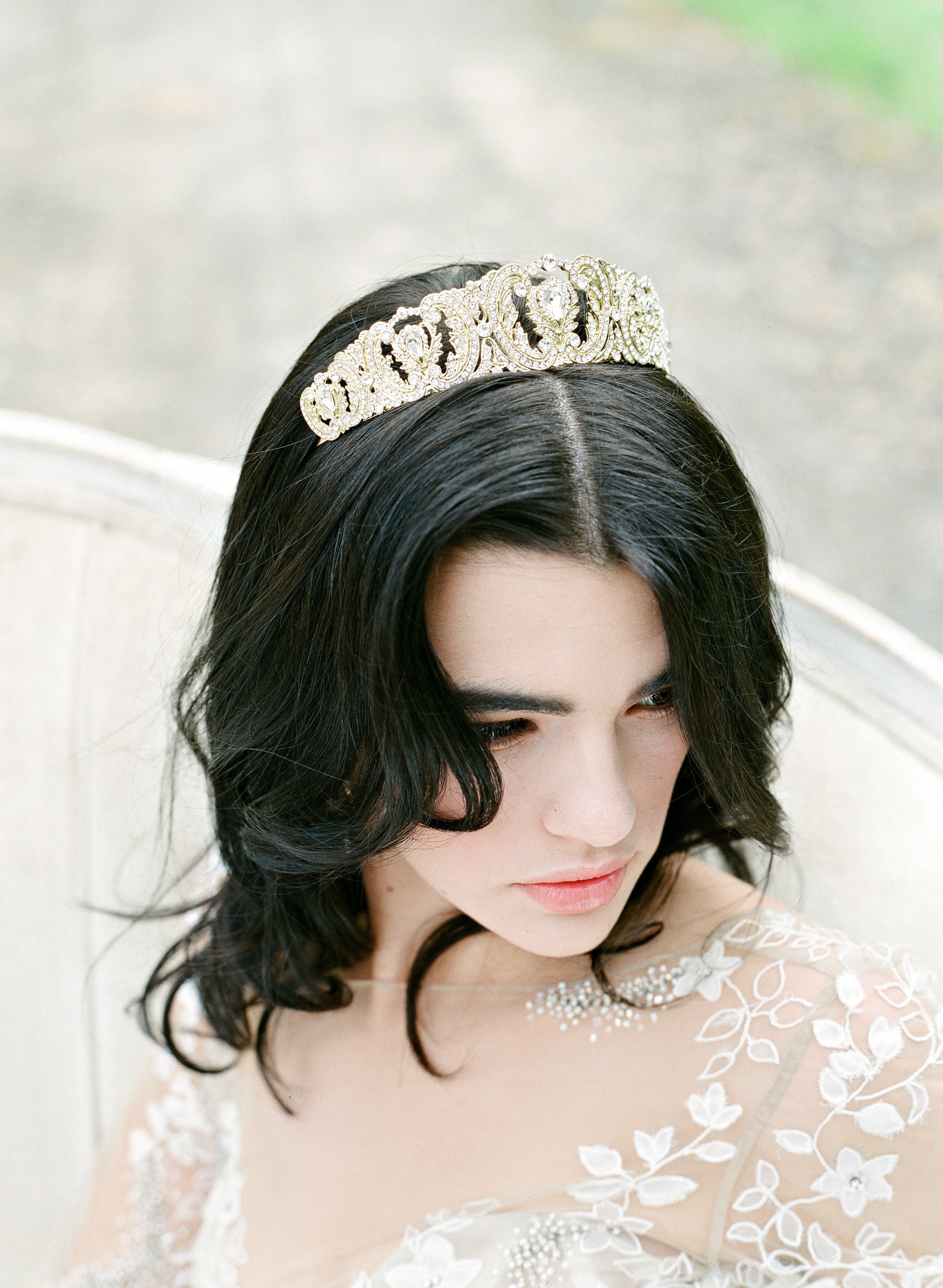 WHITMORE Silver Crystal Bridal Tiara - Elegant Wedding Crown for Bride, Princess, Prom & Special Occasions | Sparkling Rhinestone Headpiece for Bridal Accessories & Formal Events