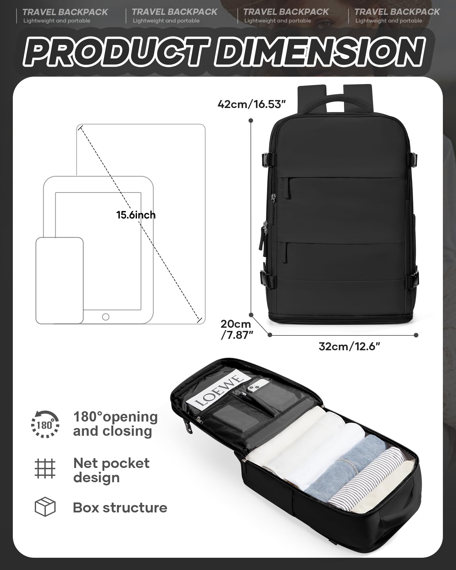 Lightweight Travel Backpack for Women & Men - Airplane Approved Carry On Backpack, Hiking & Personal Item Bag - Perfect for Air Travel, Weekend Getaways & Outdoor Adventures