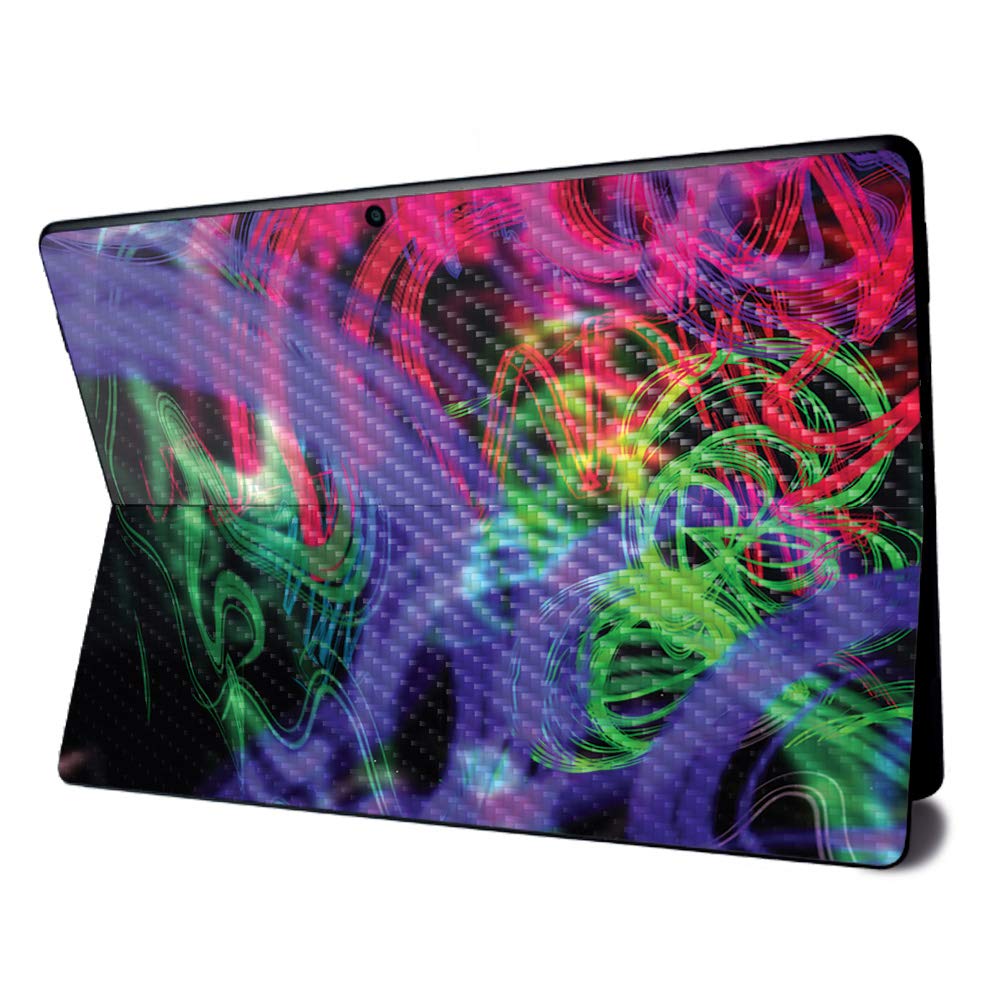 MightySkins Carbon Fiber Skin for Microsoft Surface Pro X - Neon Splatter Design | Textured Protective Cover | Easy to Apply & Remove | Made in USA | Perfect for Work, Travel & Personalization