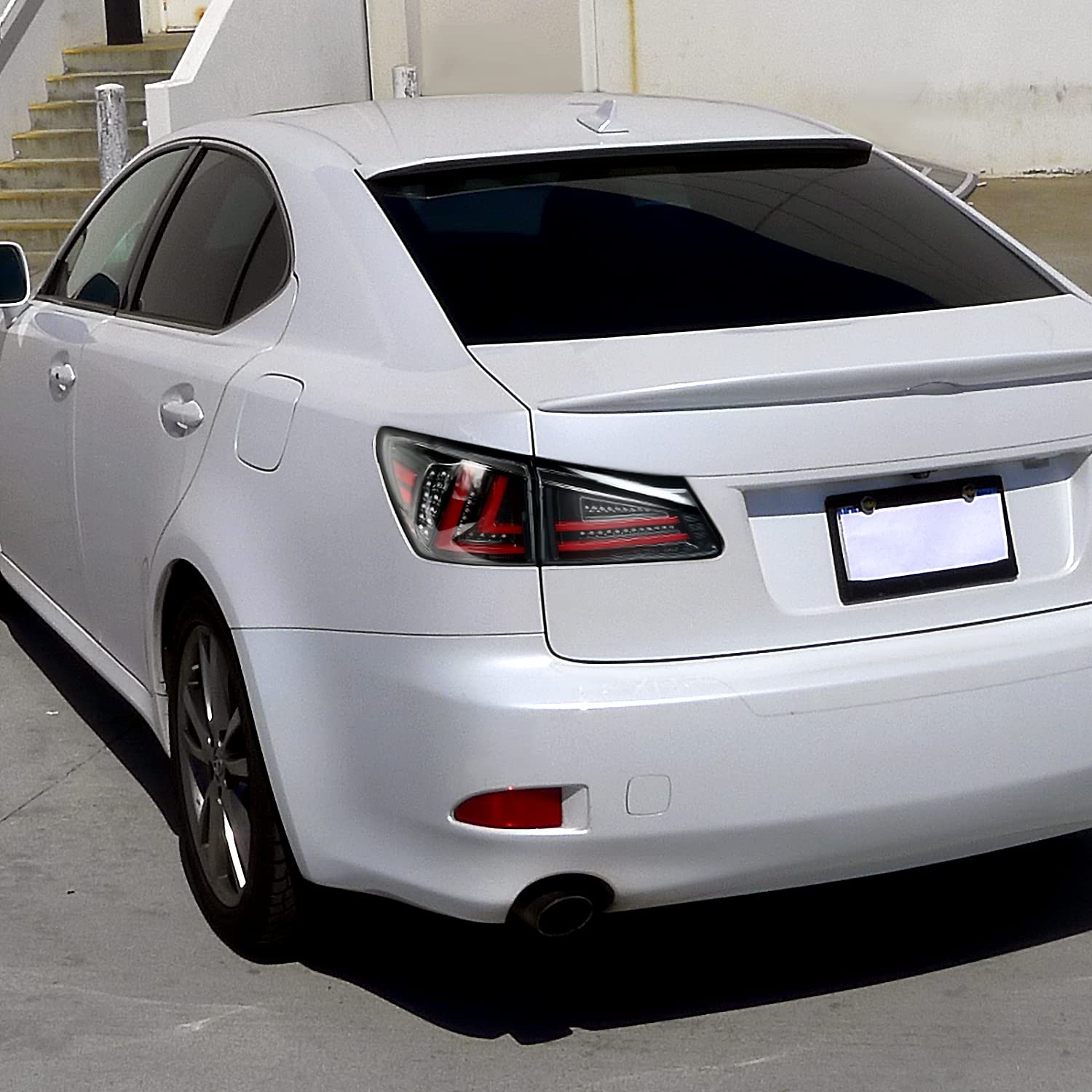 Spec-D Tuning Jet Black Housing Red LED Bar Tail Lights for 2006-2008 Lexus IS250 IS350 - Left & Right Pair Assembly - Upgrade Your Car's Rear Style & Visibility for Night Driving