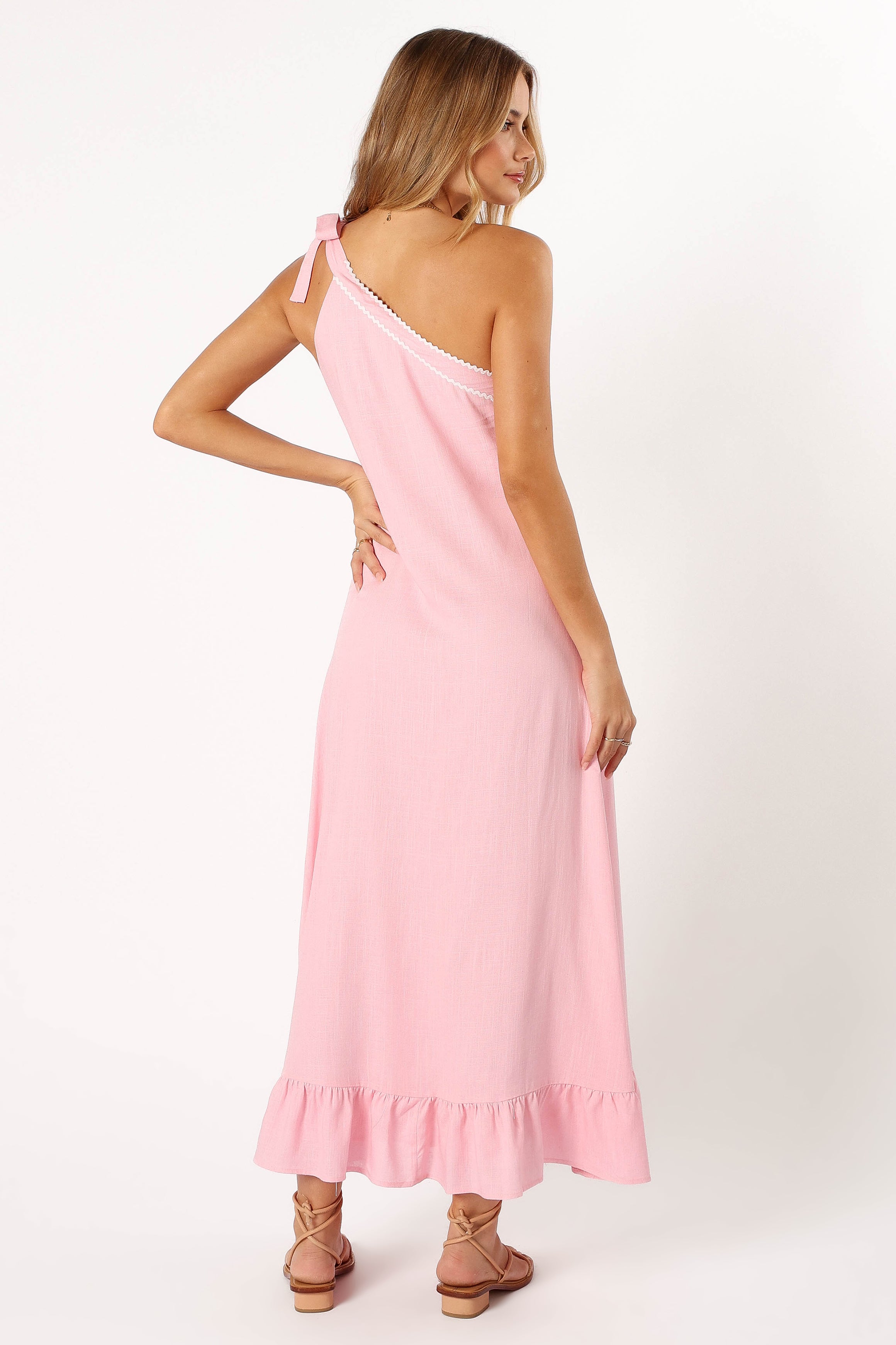 Elegant One Shoulder Long Maxi Dress for Women - Pink, Summer Beach Wedding Party Dress, Perfect for Vacations & Evening Events