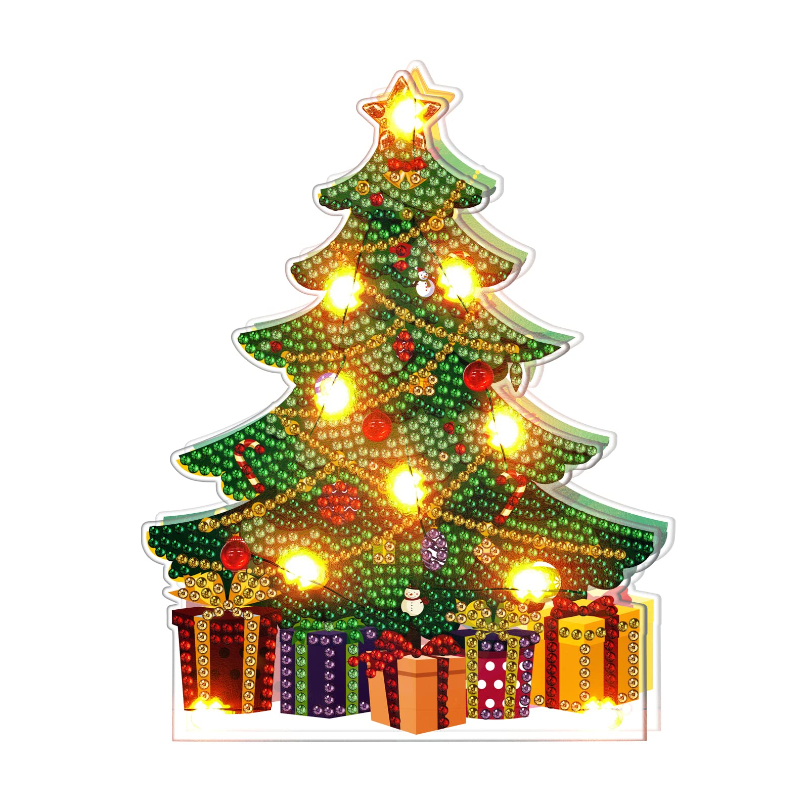 5D Diamond Painting Christmas Tree Night Light Kit - DIY LED Crystal Art Lamp, Battery Operated Double-Sided Bedside Nightlight for Bedroom, Desk & Home Decor | Perfect Gift for Holidays & Cozy Nights