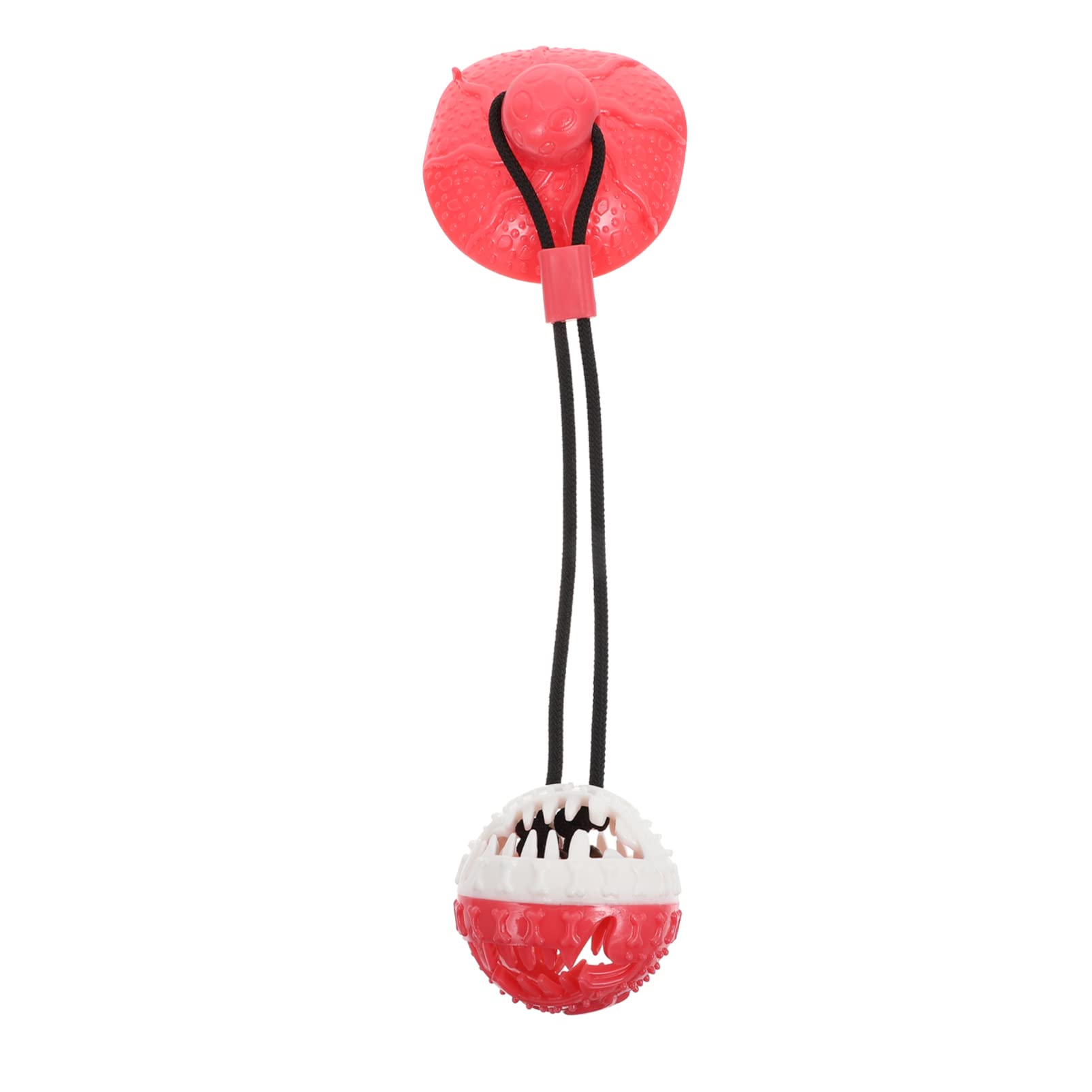Balacoo Interactive Puppy Puzzle Chew Toy - Dog Training Treat Dispenser with Suction Cup, Teething Rope & Food Reward System for Puppies, Cats & Dogs (Red/White) - Perfect for Boredom Relief, Dental Health & Mental Stimulation During Crate Training or Alone Time