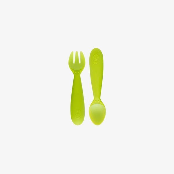 EZPZ Mini Utensils Set for Toddlers - BPA-Free Silicone Baby Spoons & Forks - Perfect for Baby-Led Weaning, Travel & On-the-Go Meals