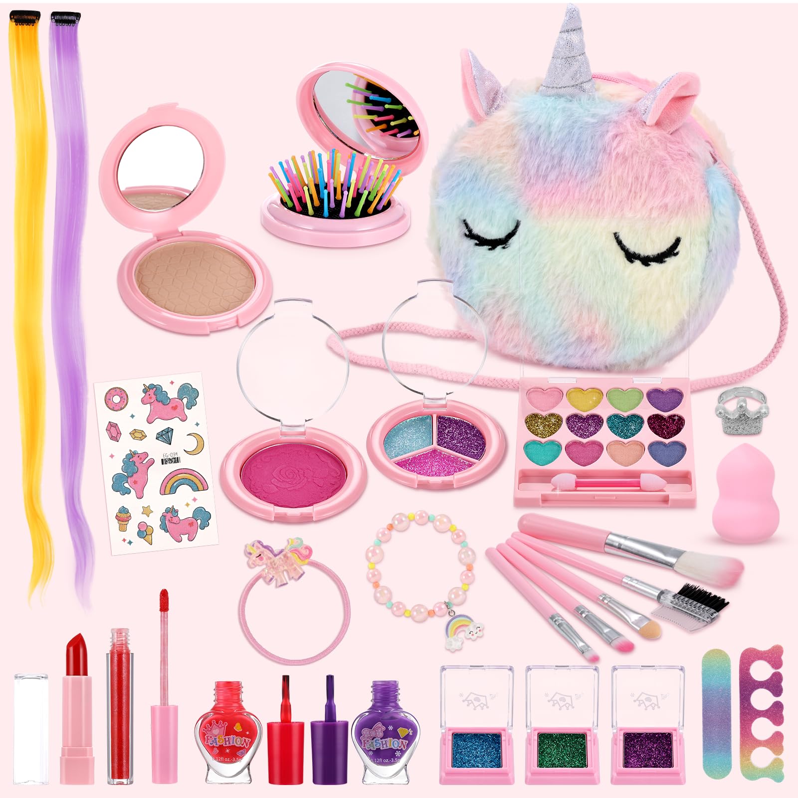 Anpro Kids Makeup Kit - Safe & Washable for Girls 3-10, Birthday Gift & Playtime Fun