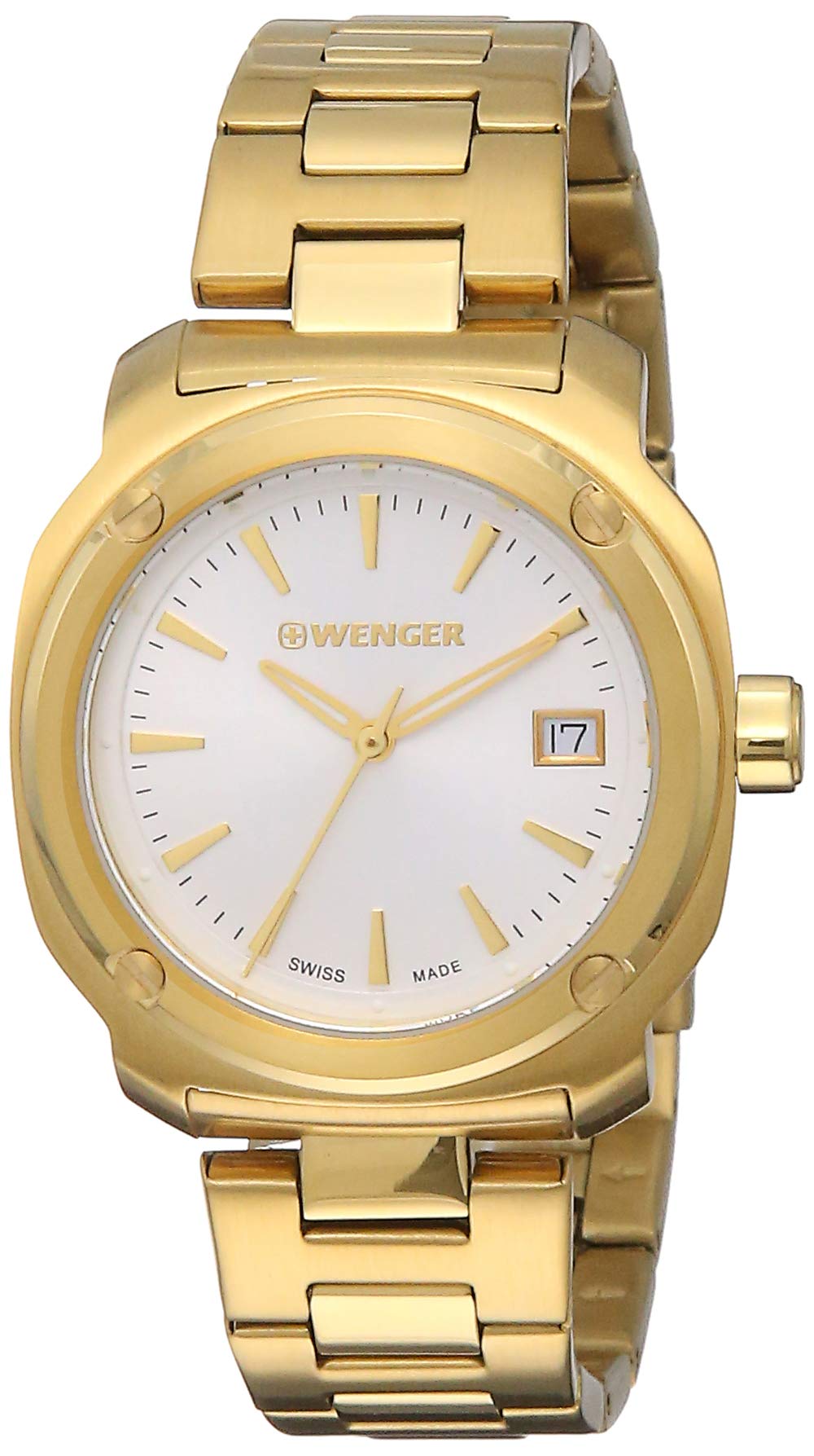 Wenger Women's Edge Index Quartz Watch - Gold Stainless Steel Strap - 17mm Case - Model 01.1121.107 - Elegant Dress Watch for Business & Formal Occasions
