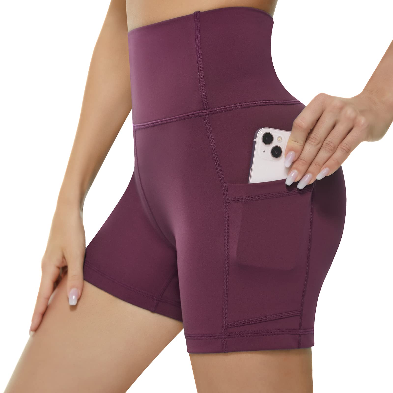KKB Women's High Waist Yoga Shorts with Tummy Control - 5