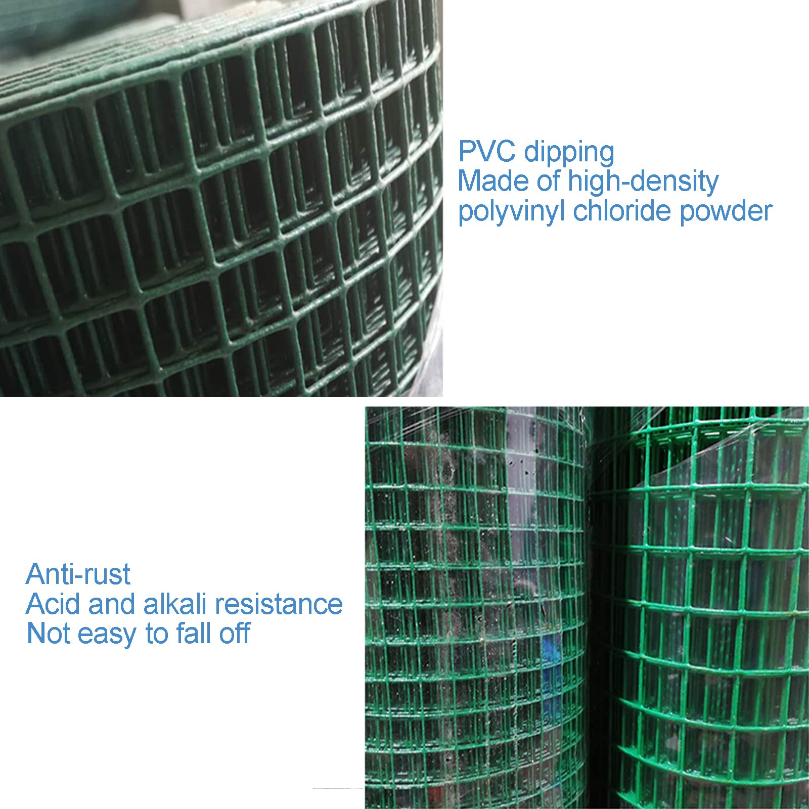 LFFH 1x18m Green Vinyl Coated Welded Wire Fence - 3cm Hole 2mm Wire Diameter - Heavy Duty Hardware Cloth for Garden Fencing, Chicken Coop, Rabbit Cage, Animal Enclosure & Plant Protection - Durable Outdoor Mesh for Home & Farm Use