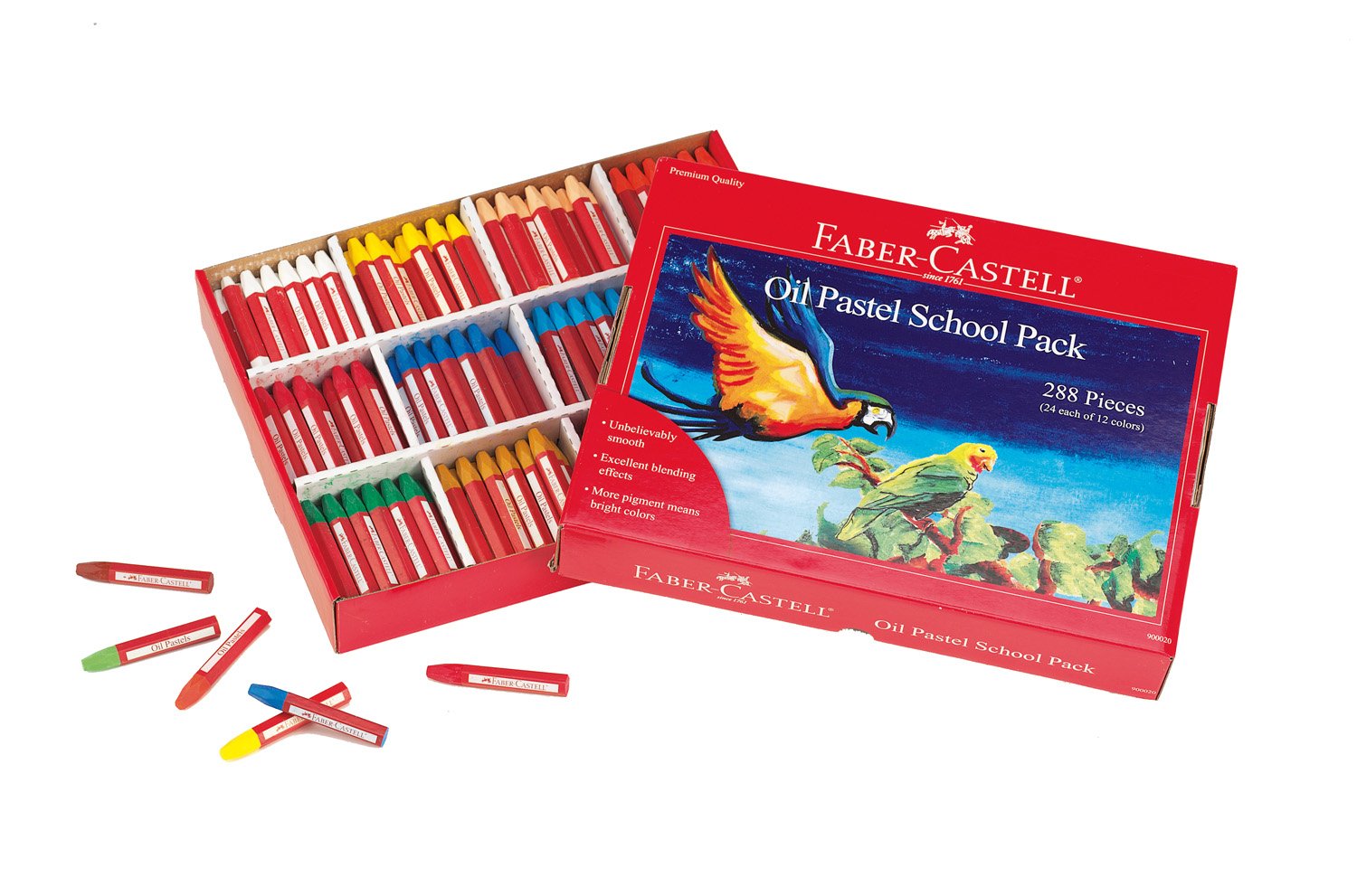 Faber-Castell Premium Oil Pastels Set - 288 Count (24 Each of 12 Vibrant Colors) - Non-Toxic Art Supplies for Kids, Students & Artists - Perfect for School Projects, Coloring Books & Creative Drawing