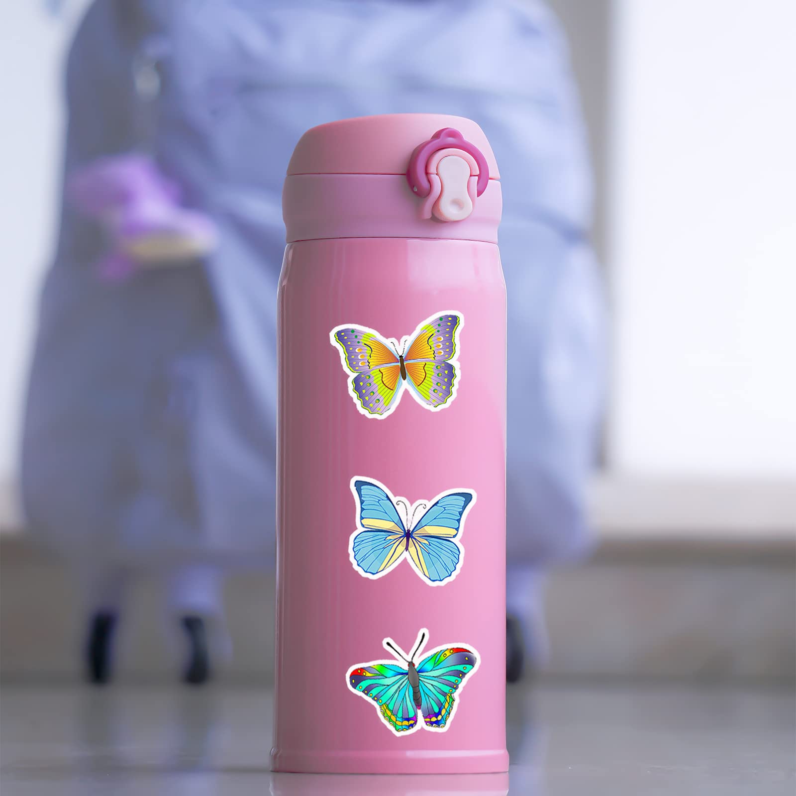 **50PCS Butterfly Stickers - Waterproof Vinyl Decals for Water Bottles, Laptops, Skateboards, Phones & Luggage - Cute DIY Stickers for Kids, Teens & Adults - Perfect for Scrapbooking, School & Travel**