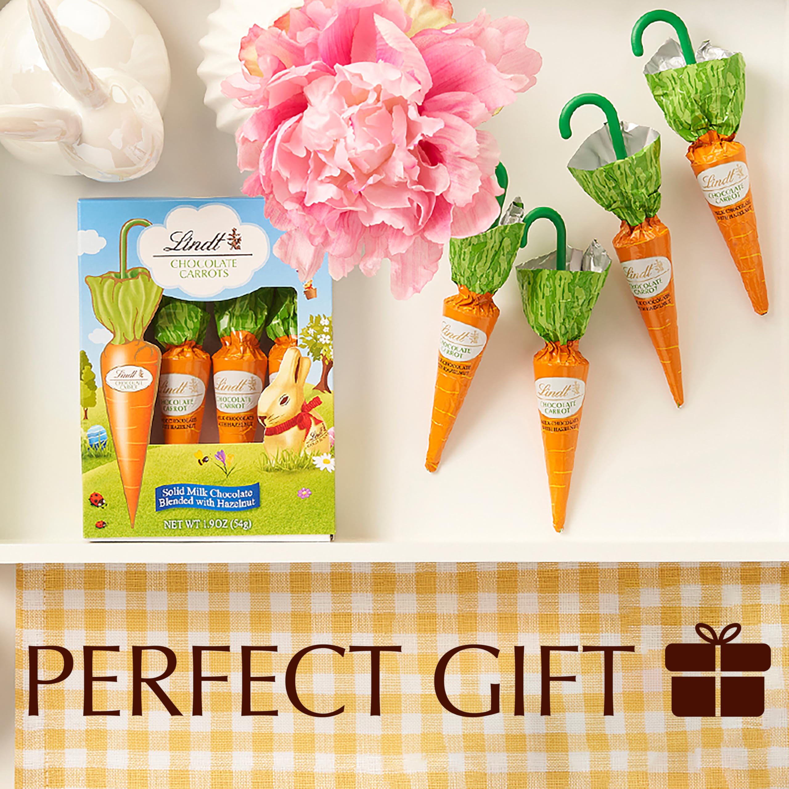 Lindt Chocolate Carrots - Premium Solid Milk Chocolate Easter Candy with Hazelnut Blend (1.9 Oz Box) - Perfect for Easter Baskets, Gift Giving & Holiday Treats