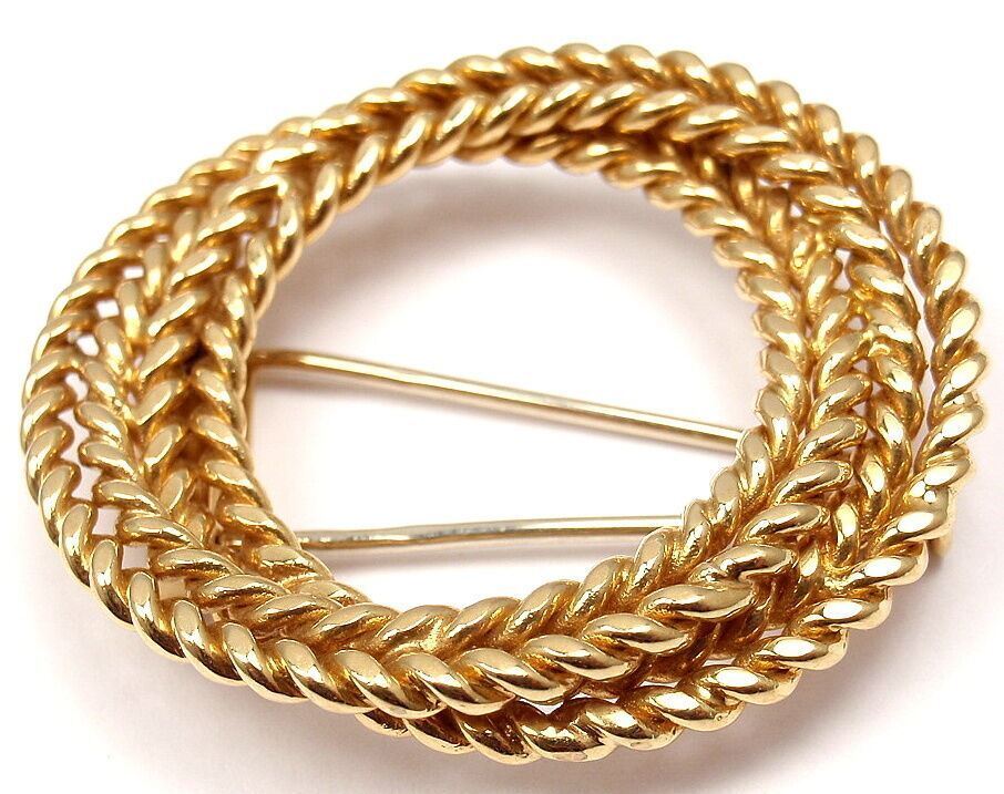 Authentic Vintage Hermes Paris 18k Yellow Gold Brooch Pin - Luxury Collectible Jewelry for Women, Perfect for Special Occasions & Gift Giving