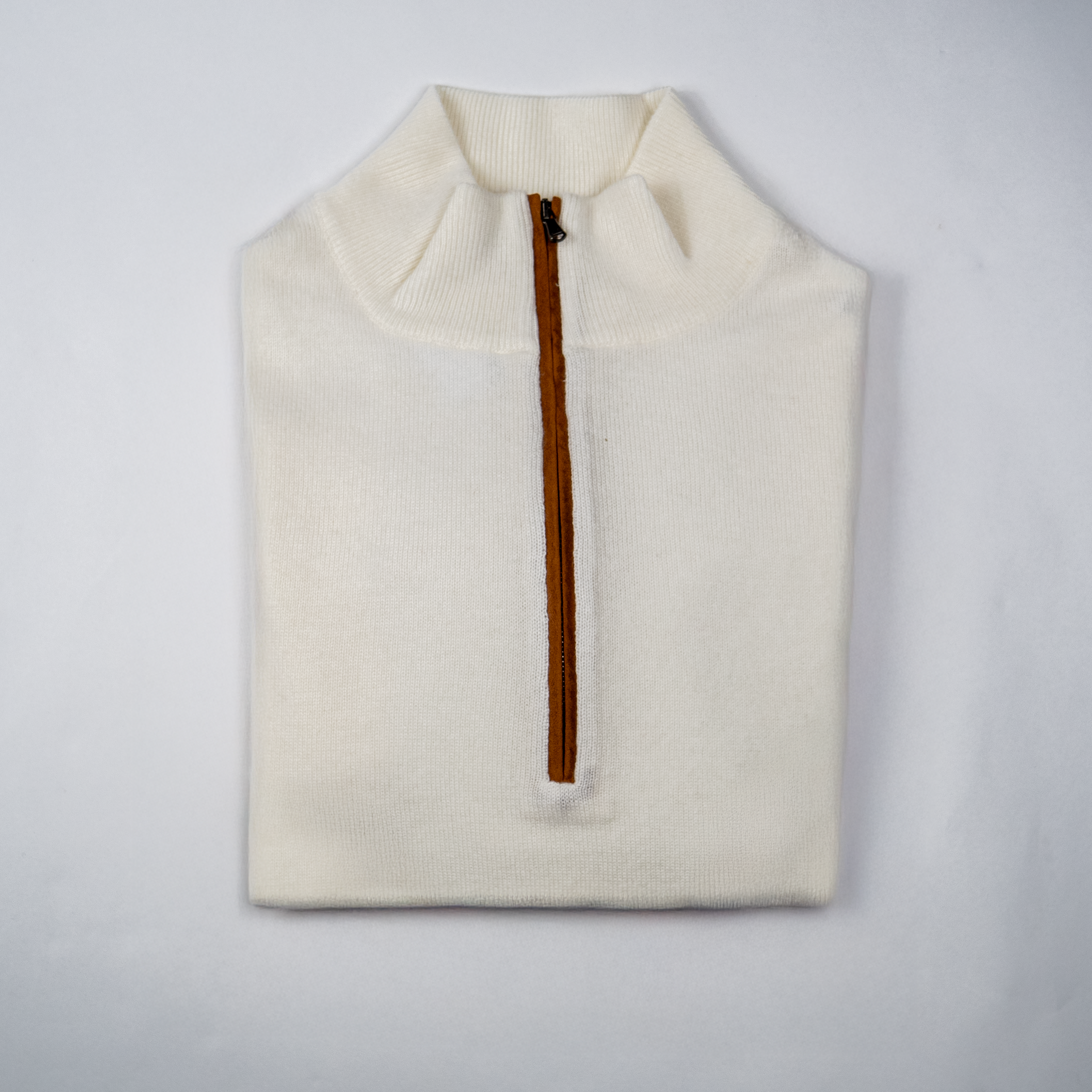 BRUNOTELLI Ivory Quarter Zip Cashmere Sweater for Men - Soft & Warm Winter Pullover - Perfect for Office, Travel & Casual Outfits