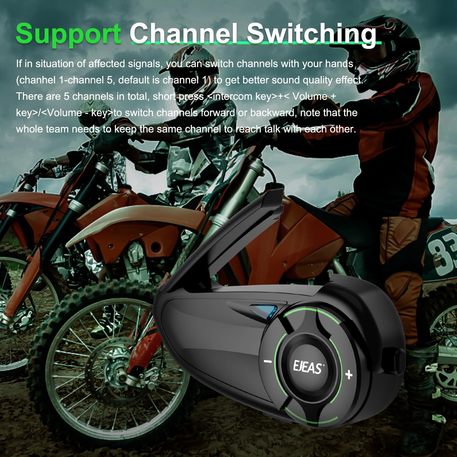 EJEAS Q8 Mesh 3.0 Motorcycle Bluetooth Intercom Headset - 6-Way Full Duplex Communication, Bluetooth 5.1 with CVC Noise Cancellation & Music Sharing (2 Pack) - Perfect for Group Riding, Adventure Tours & Road Trips