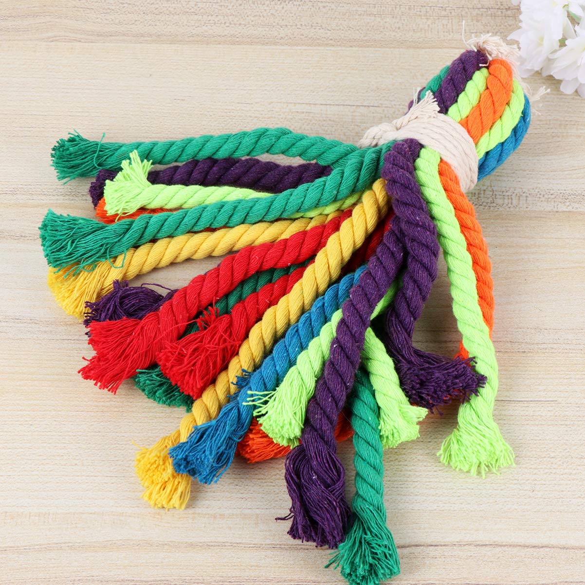 Balacoo Natural Macrame Cord Bird String Toys - Parrot Climbing, Foraging & Chewing Toy Set with Swing for Cage - Perfect for Macaws, Cockatoos & Parakeets (Great for Mental Stimulation & Beak Exercise)