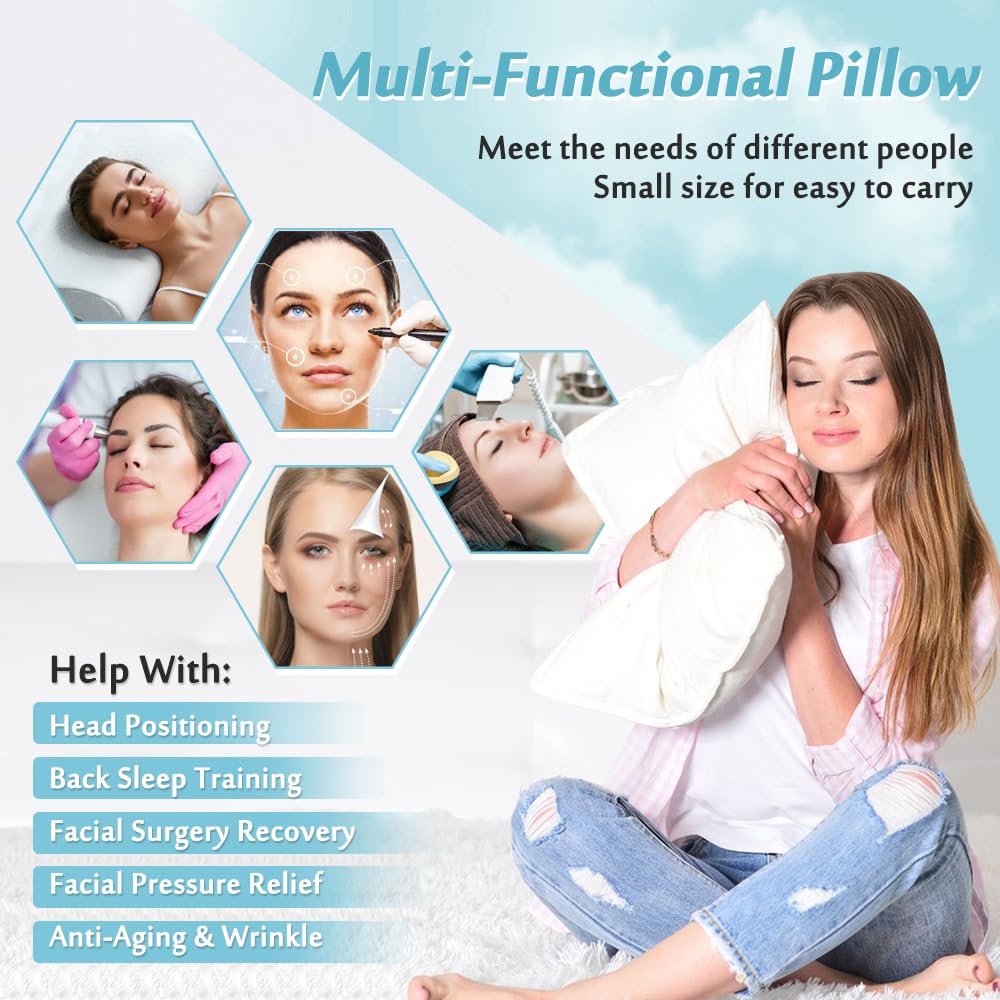 Anti-Wrinkle Beauty Pillow for Back Sleeping - Post-Surgery Head Support & Wrinkle Prevention - Orthopedic Positioning Pillow for Better Sleep & Skin Care - Perfect for Recovery, Anti-Aging & Comfortable Night Rest