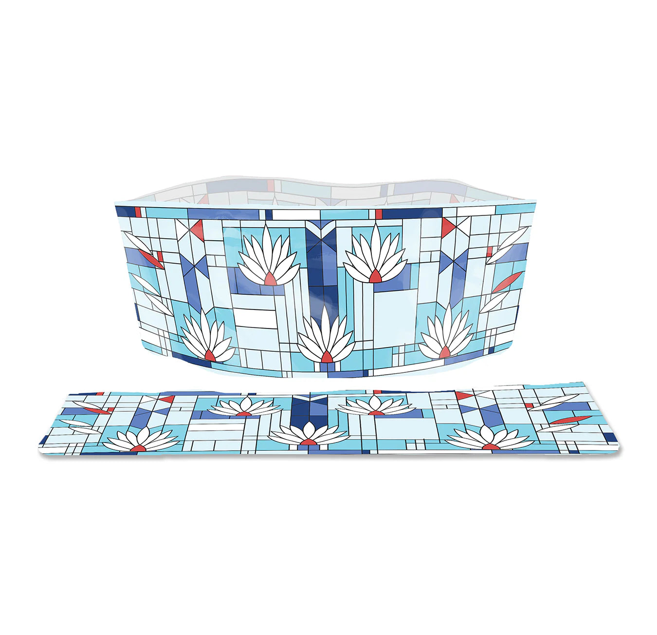 Non-Slip Waterlilies Dog Bowl - Pet Feeding Dish with Anti-Spill Design for Small & Large Dogs - Perfect for Indoor/Outdoor Use at Home, Travel, or Camping