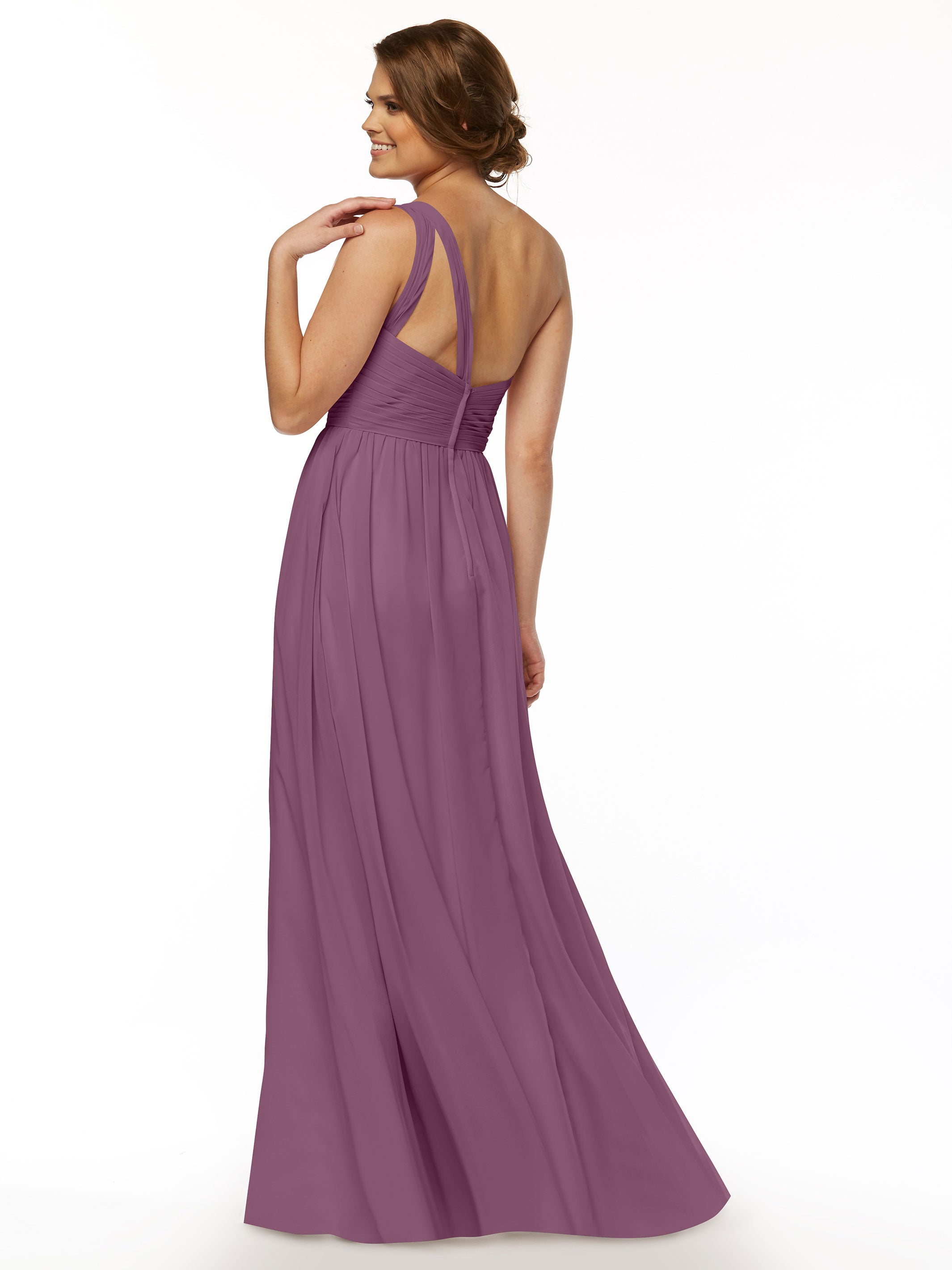 Elegant One Shoulder A-Line Chiffon Bridesmaid Dress with Ruching - Perfect for Weddings, Formal Events & Special Occasions (Style #80047)