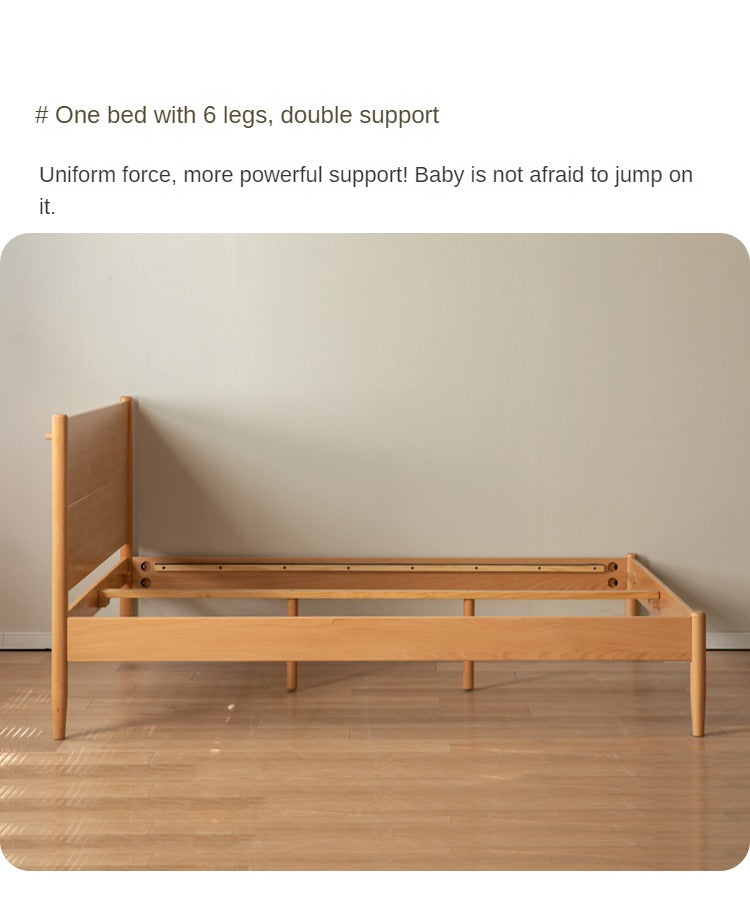 Solid Wood Kids Bed - Beech or Oak Frame - Soft Single Bed for Toddlers & Children - Perfect for Bedrooms, Daycare, or Guest Rooms